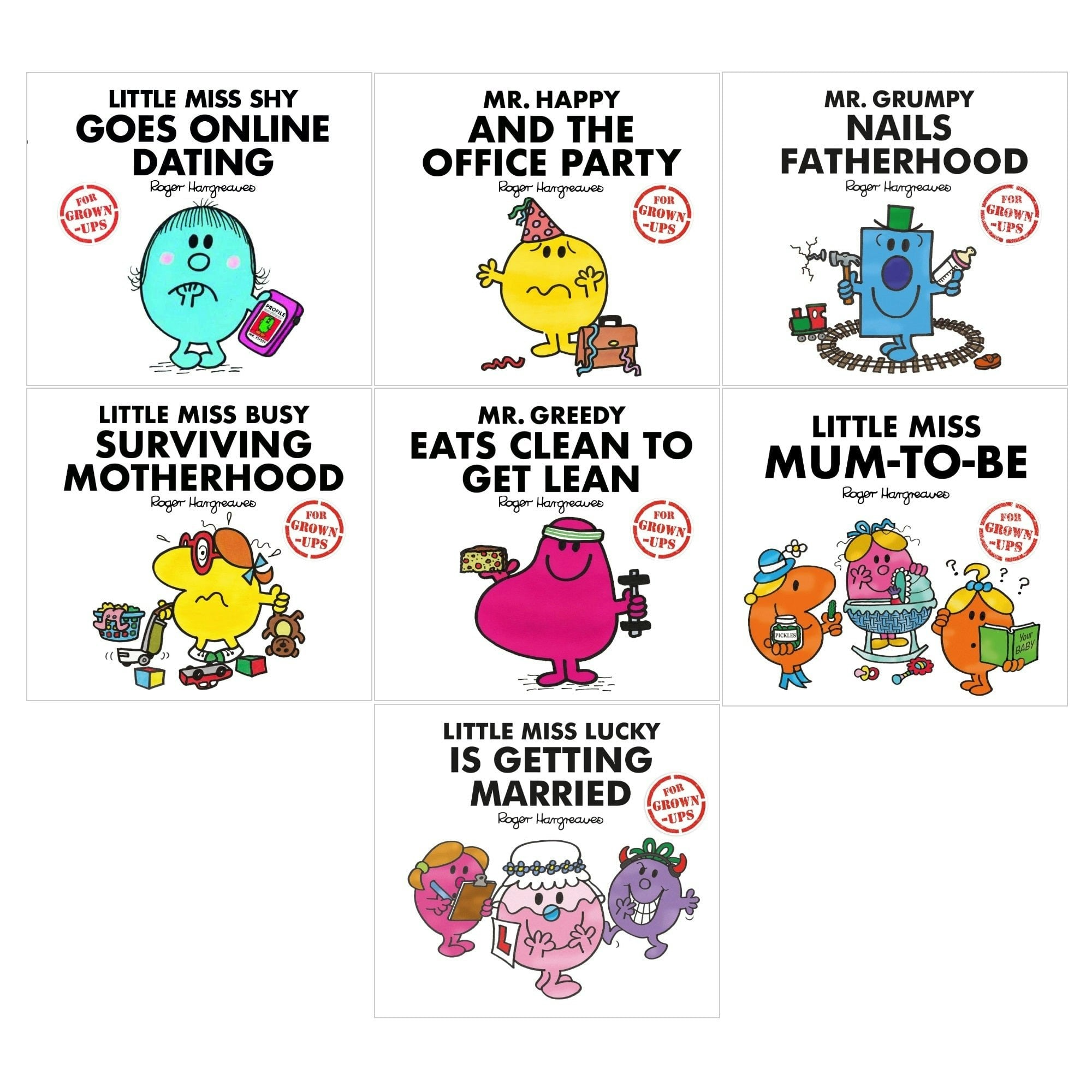 Various Publishers Men's Mr And Little Miss For Grown Ups 7 Books Set By Roger Hargreaves