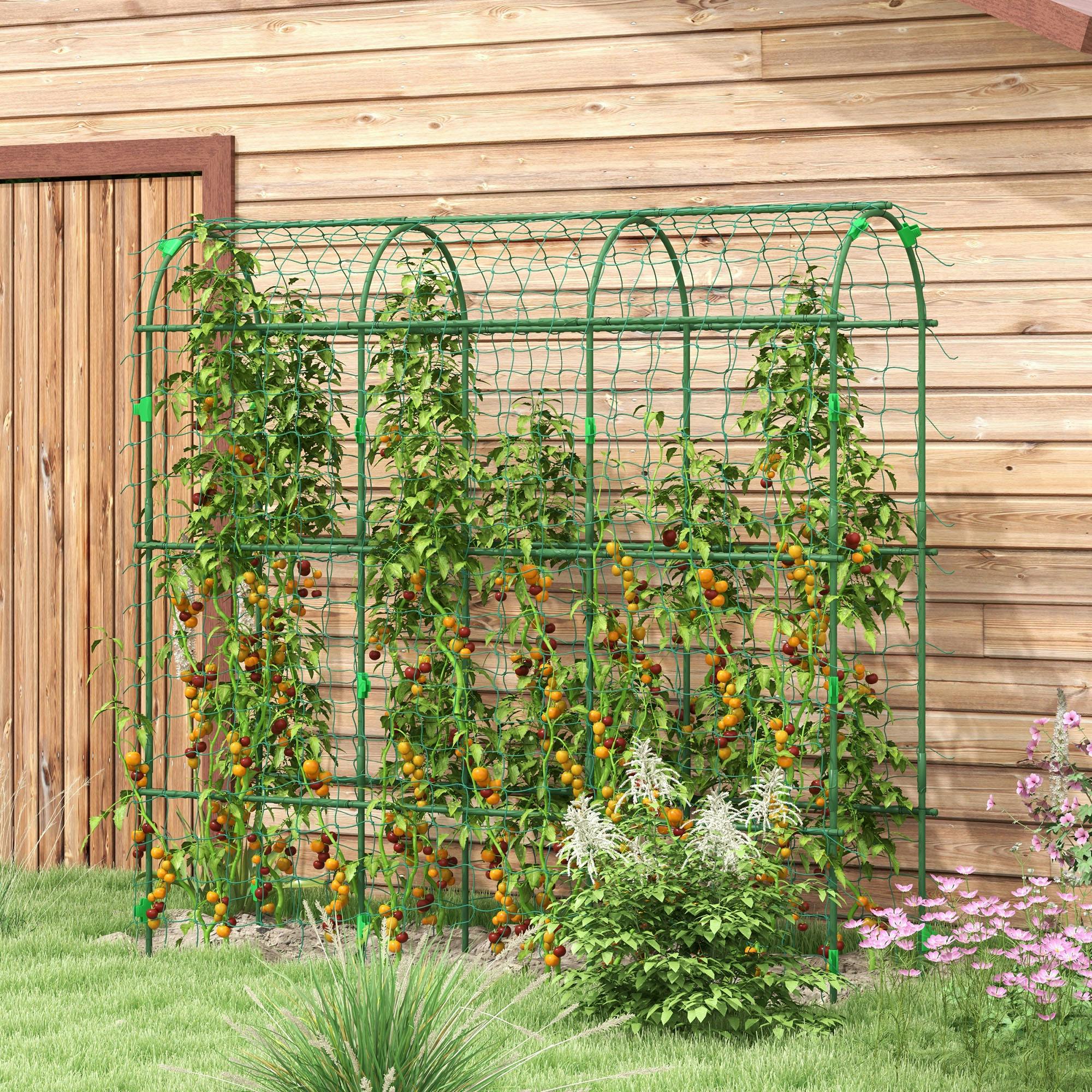 Outsunny Green 183 Cm Tall Garden Trellis For Climbing Plants Outdoor - Steel, Pe - 43W X 182D X 183H Cm