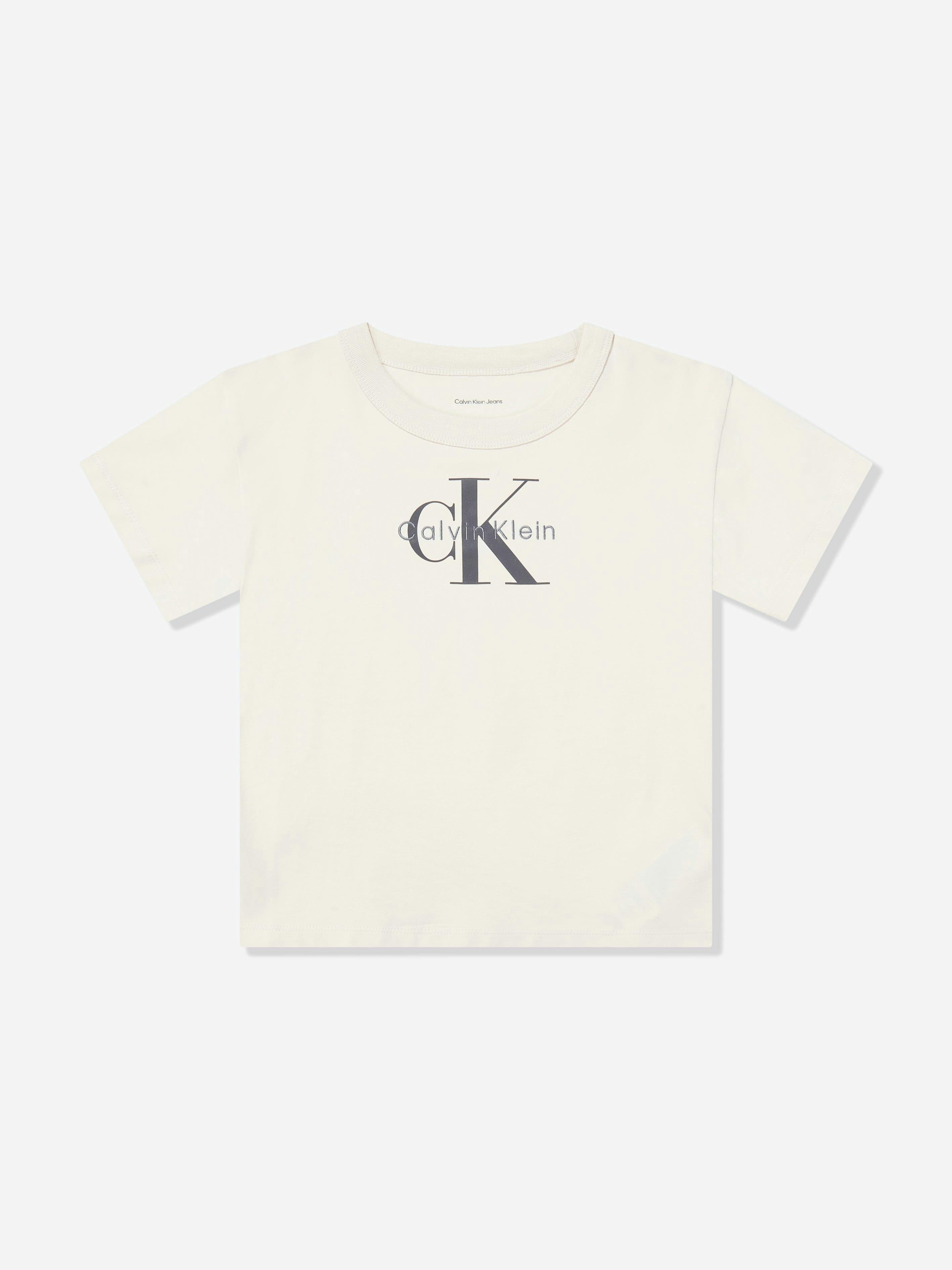 Calvin Klein Boys Light/Ivory Monologo T-Shirt In - 10 Yrs