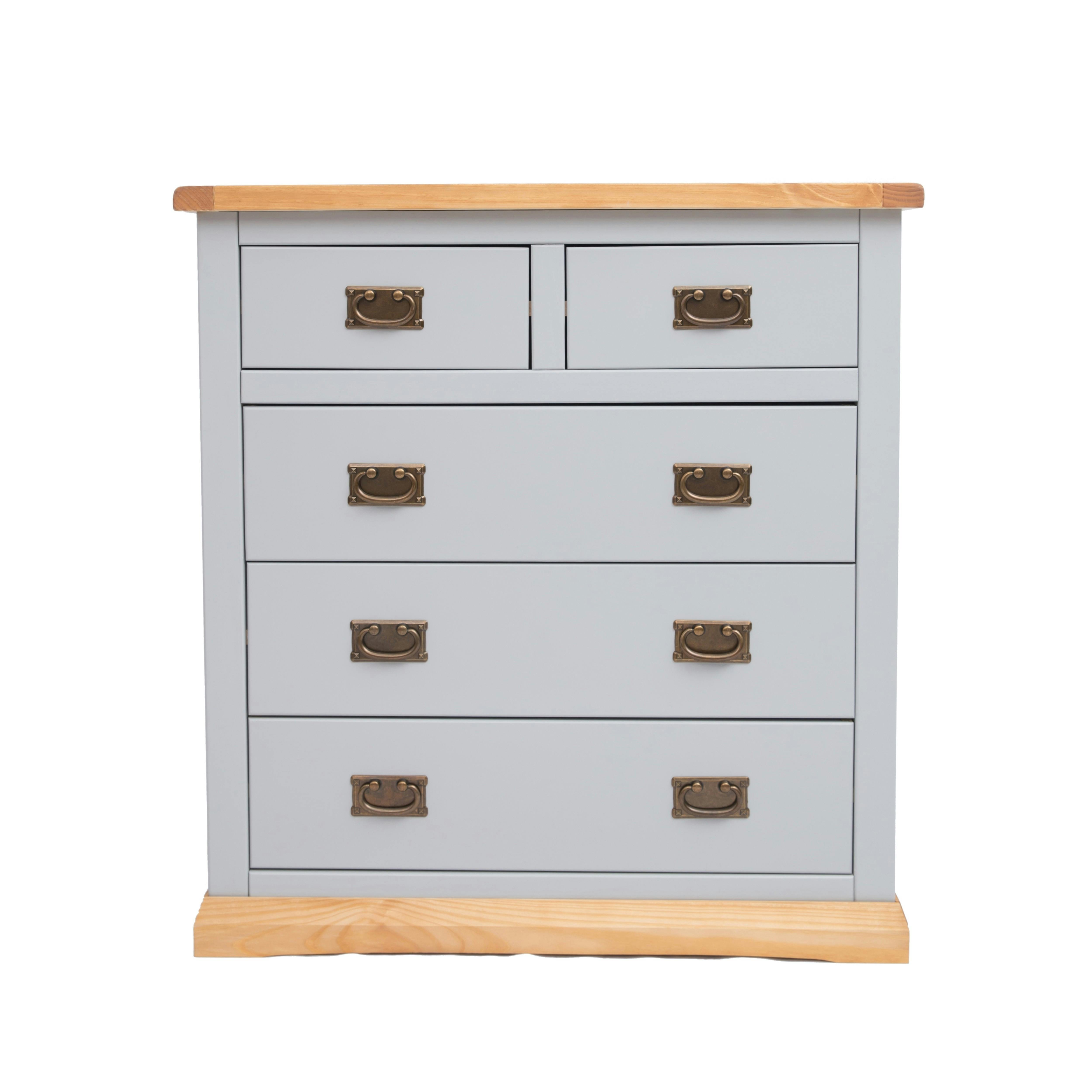 Rackhams Light/Grey Bomporto 5 Drawer Chest Of Drawers Bras Drop Handle