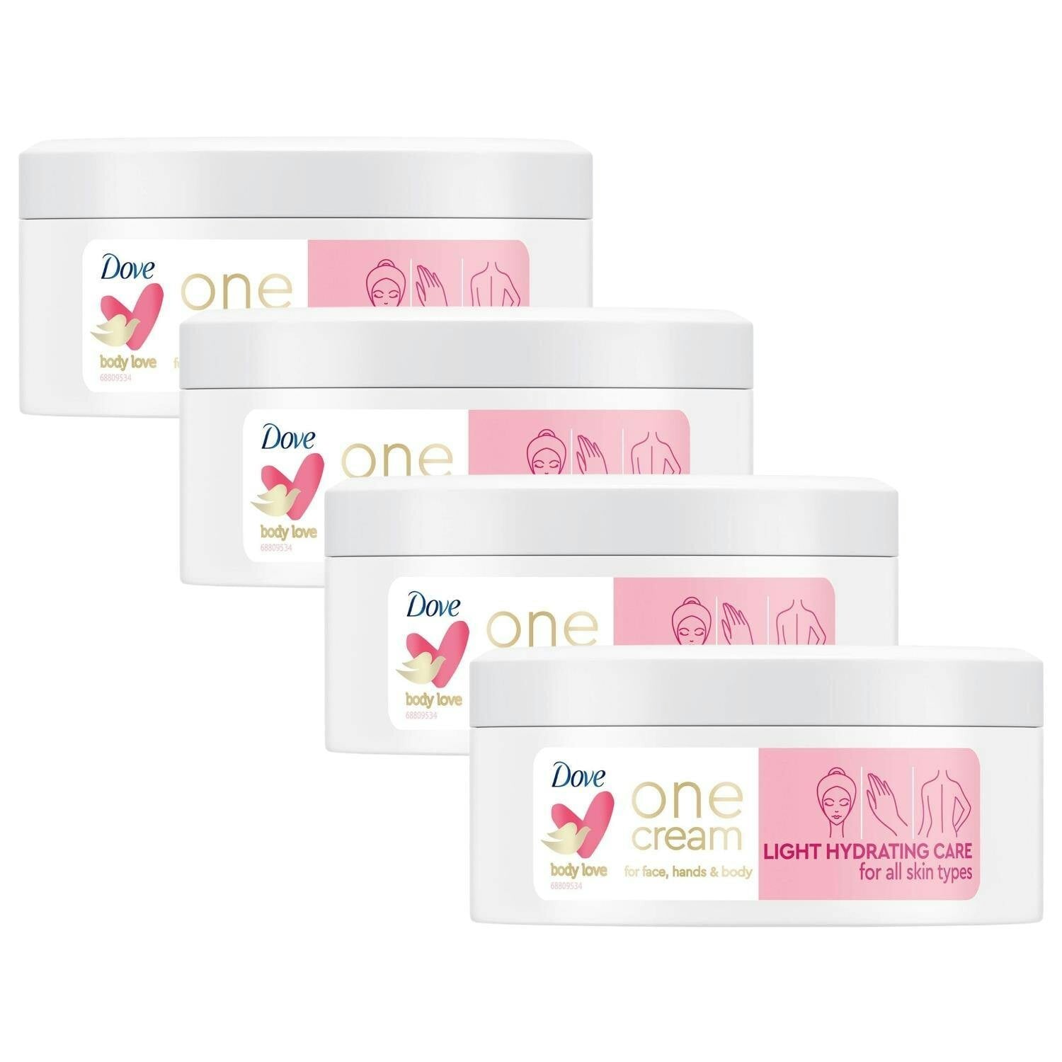 Dove Light One Cream Hydrating Care 250Ml, Face Hands & Body For All Skin 4 Pack - Image 2