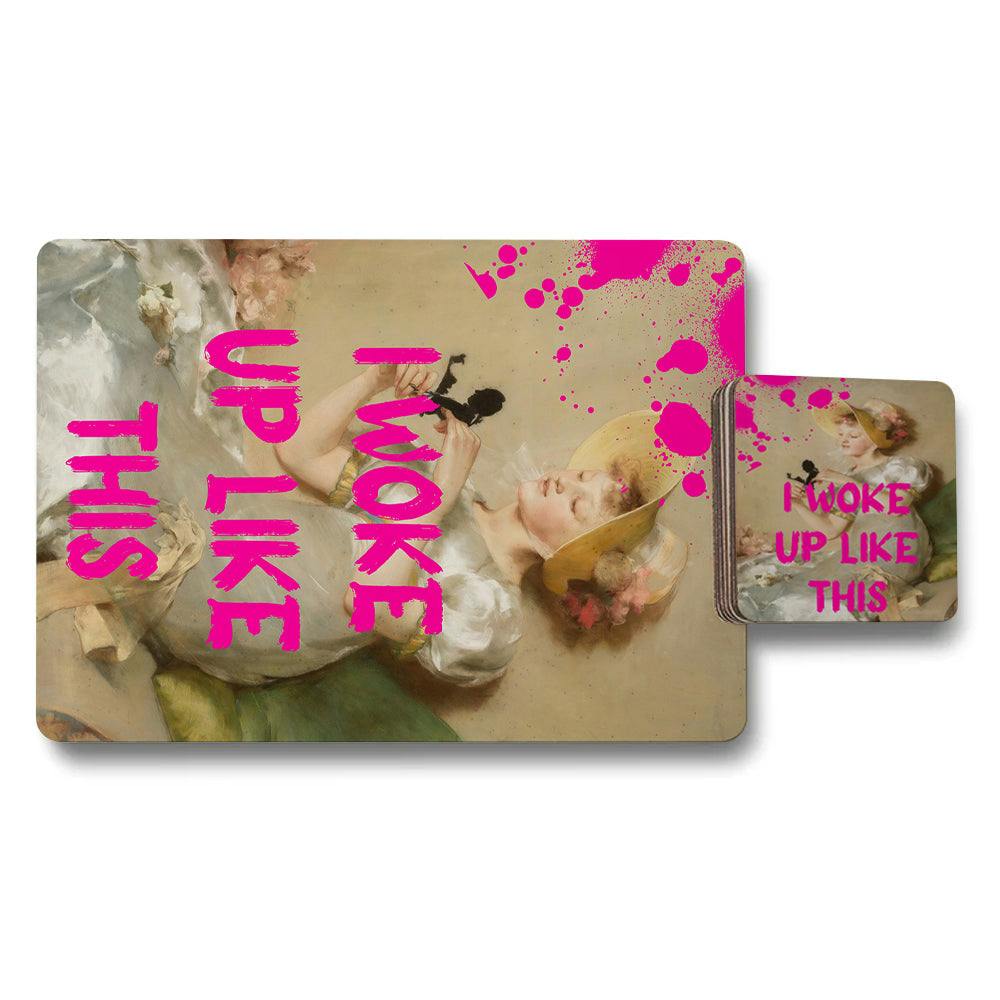 Rackhams Set Of 12 Placemats And Coasters With Designer Artwork And Wood Bottom