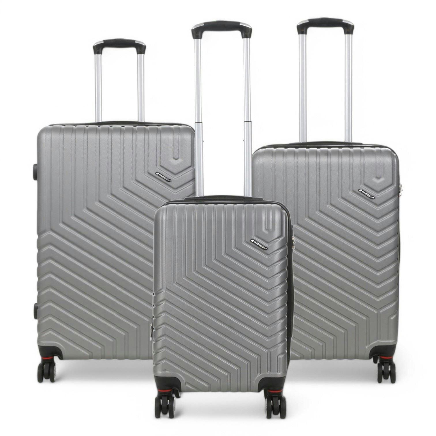 Snowball Silver Expandable Hard Shell 8 Wheels Luggage Travel Cabin Bags Suitcase Set - Cabin