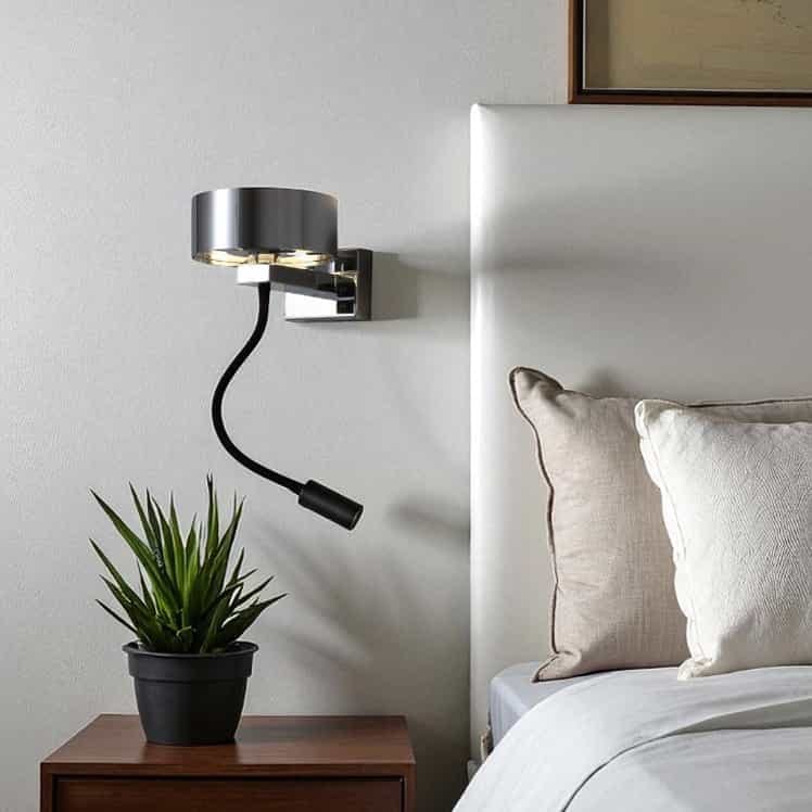 Rackhams Light 6+3 Watt Led Polished Chrome Bedside Lamp With Reading