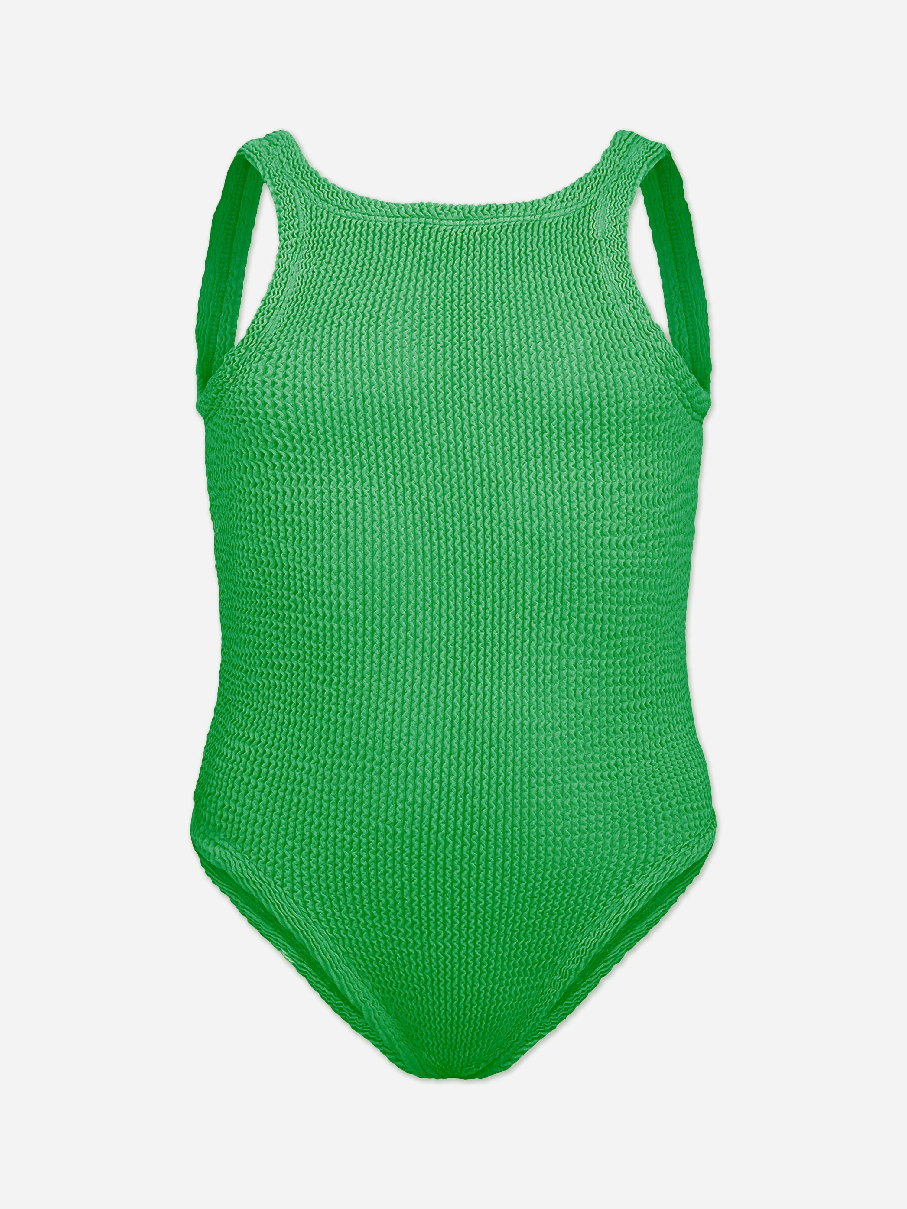 Hunza G Girls Green Classic Swimsuit In - 7 - 12 Yrs