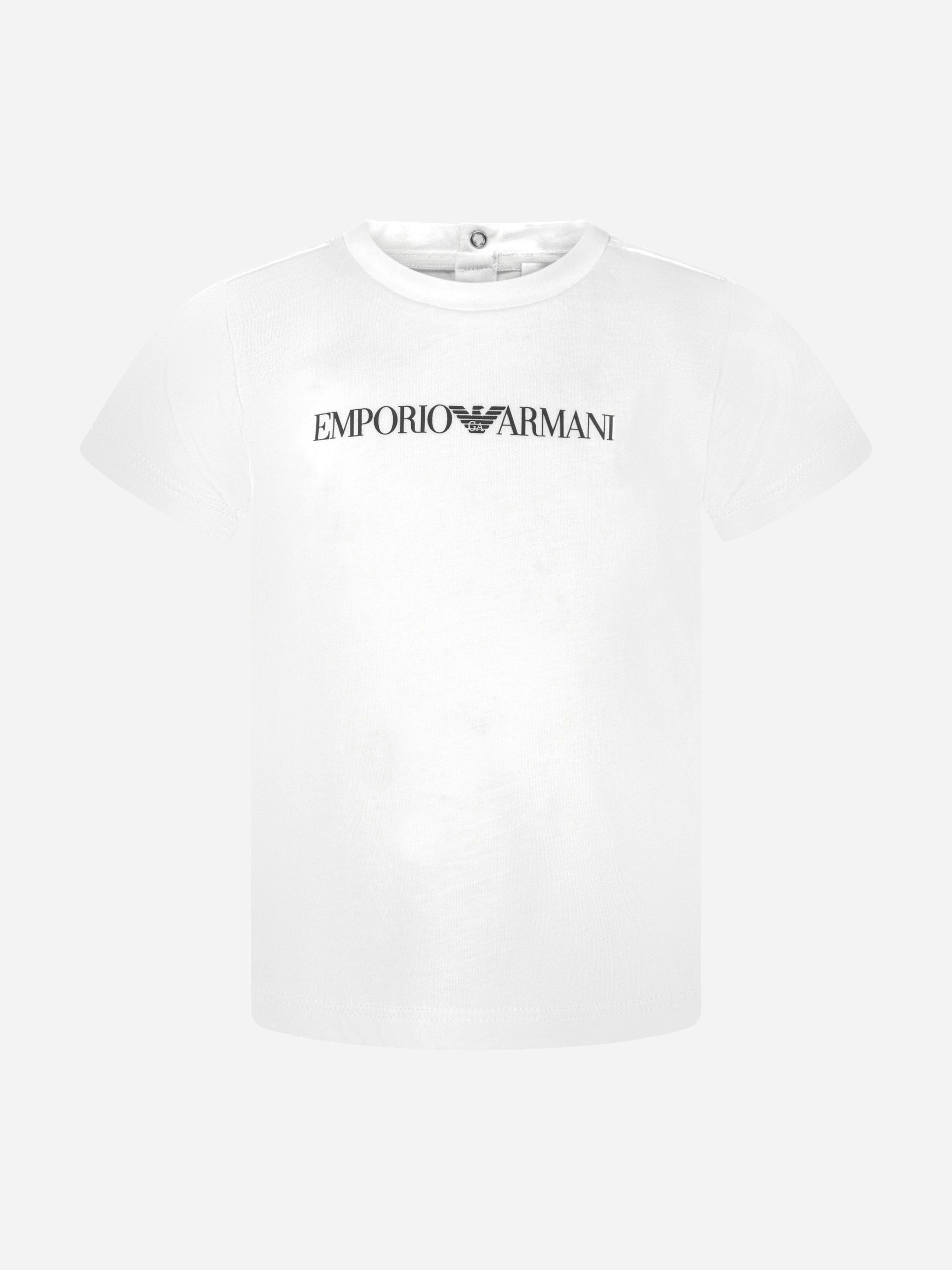 Emporio Armani Men's White Baby Boys Logo T-Shirt In - 18 Mths