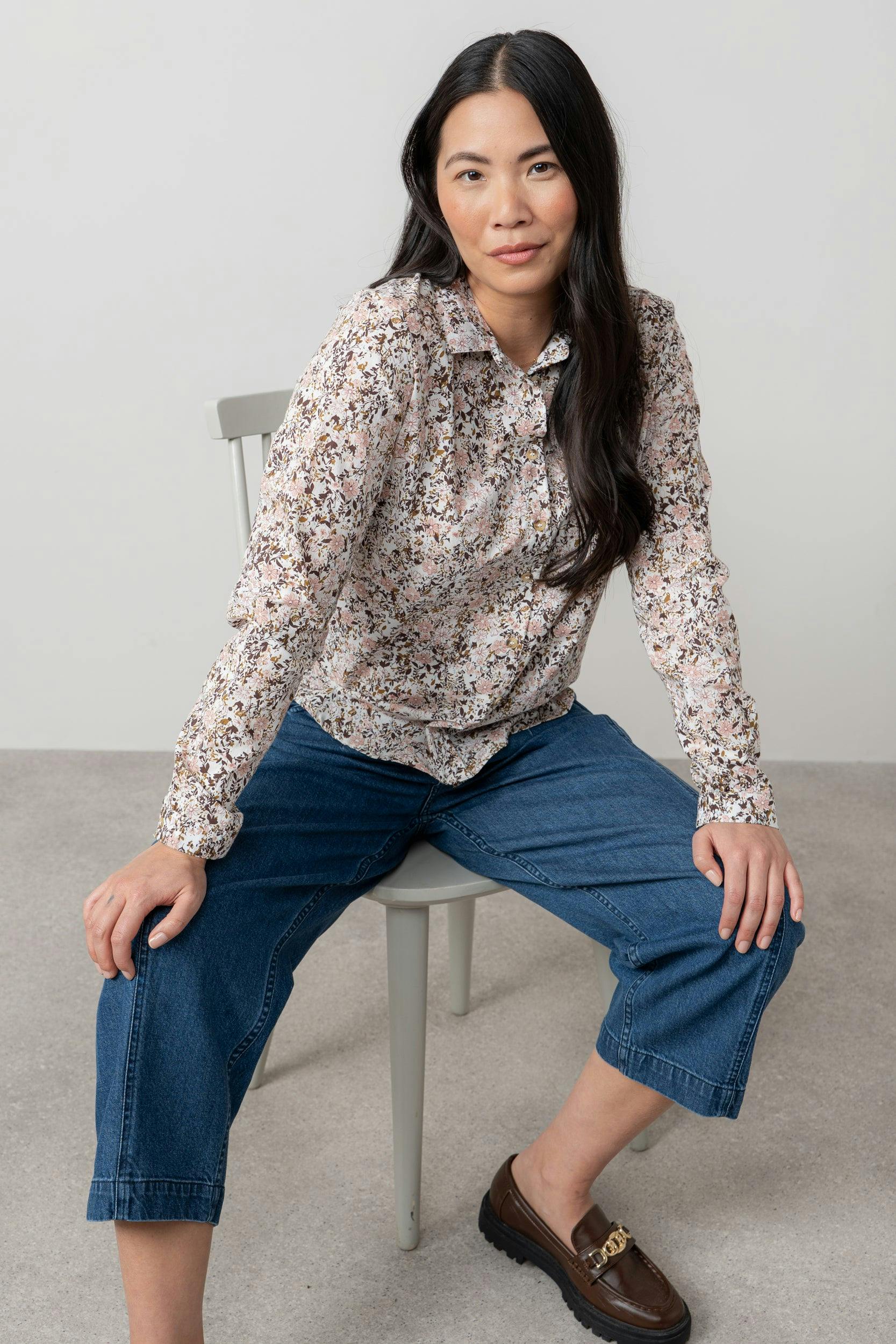 Lily & Me Women's Pink Patsy Organic Cotton Ditsy Shirt - 10
