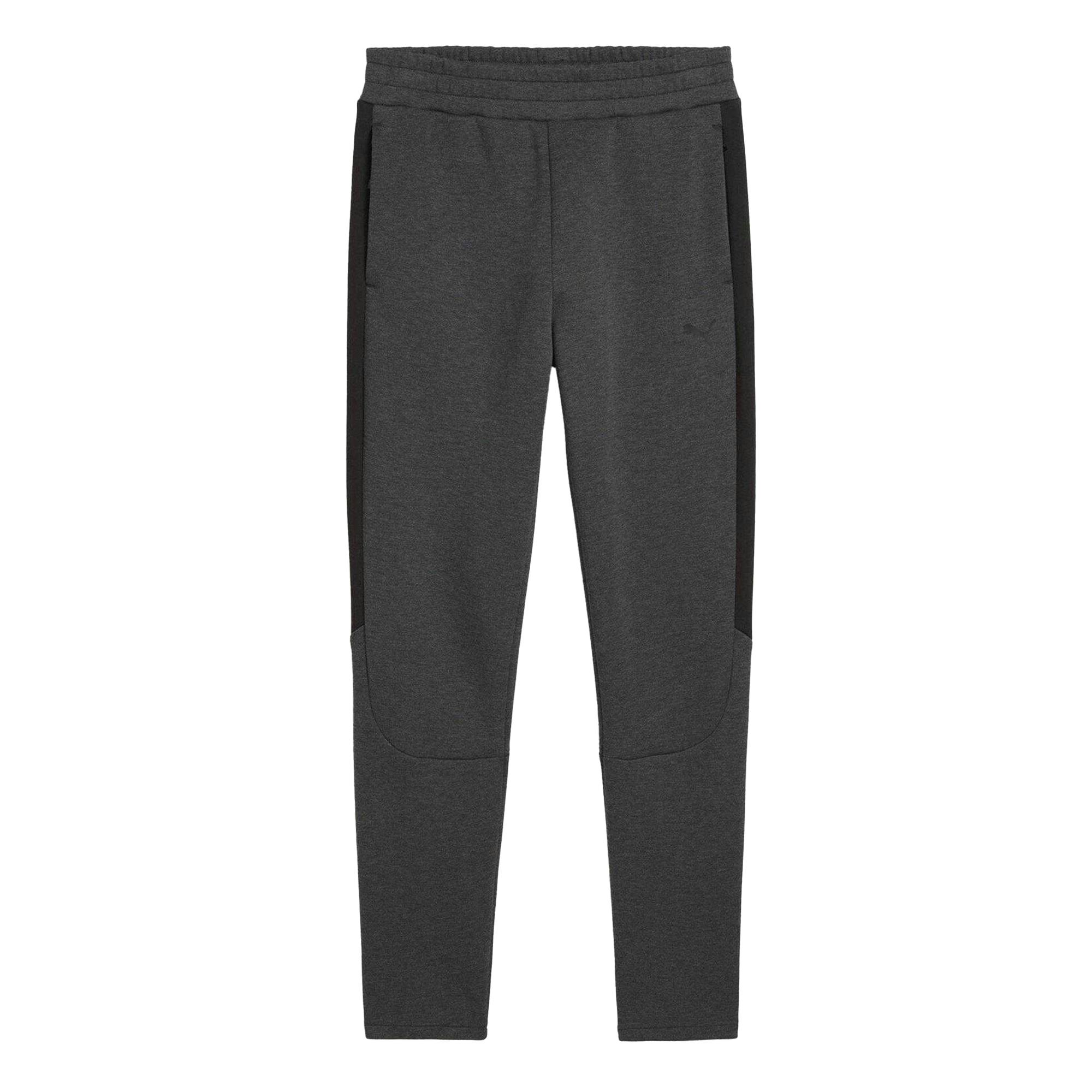 Puma Men's Dark/Grey Evostripe Core Fleece Tapered Joggers - Heather - S - Heather - 100% Mixed