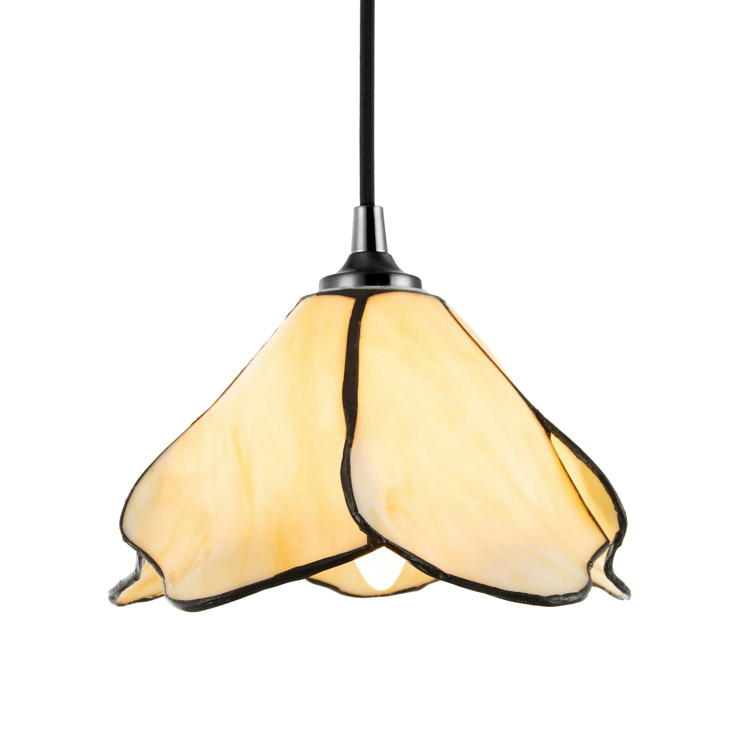 Rackhams Amber/Cream Elegant Designer Pendant Lighting Shade With Glass Floral Petals
