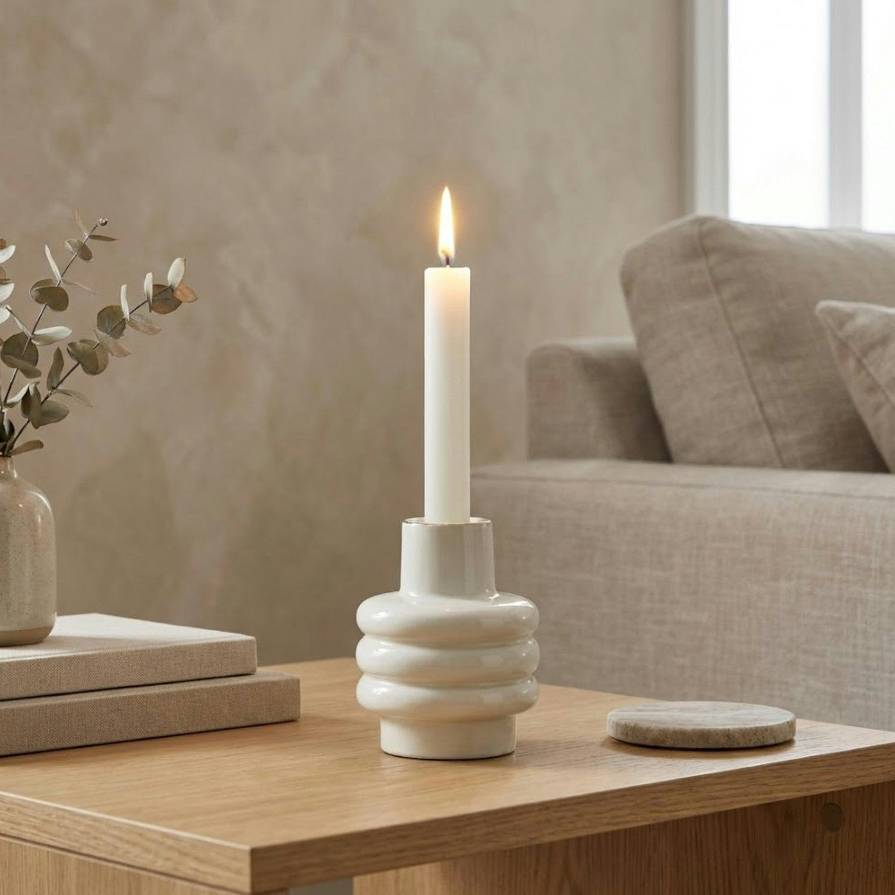 Rackhams White Blanc Rounded Taper Candle Holder