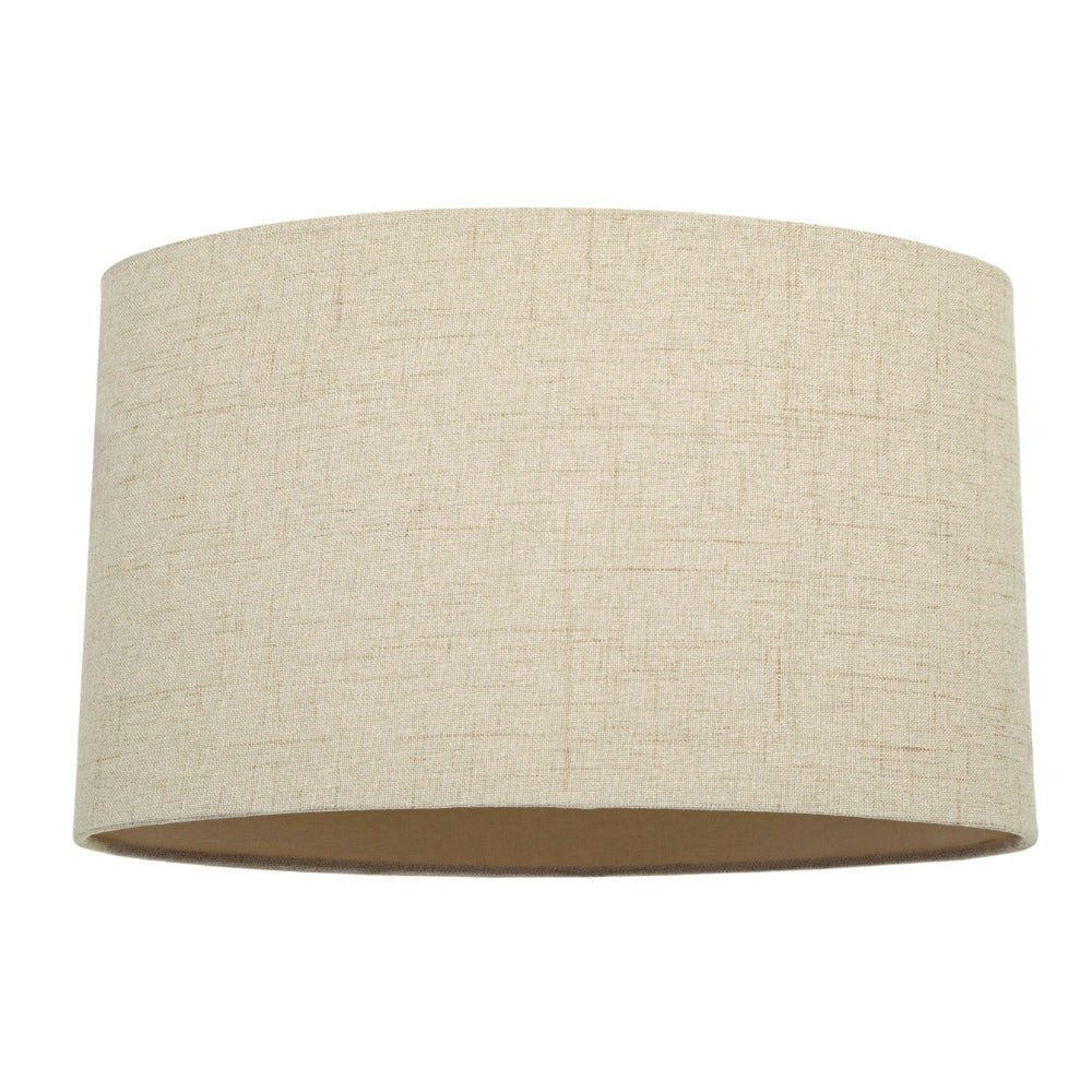 Rackhams Cream/White/Light Contemporary And Sleek Taupe Stitched Effect Linen Fabric Oval Lamp Shade