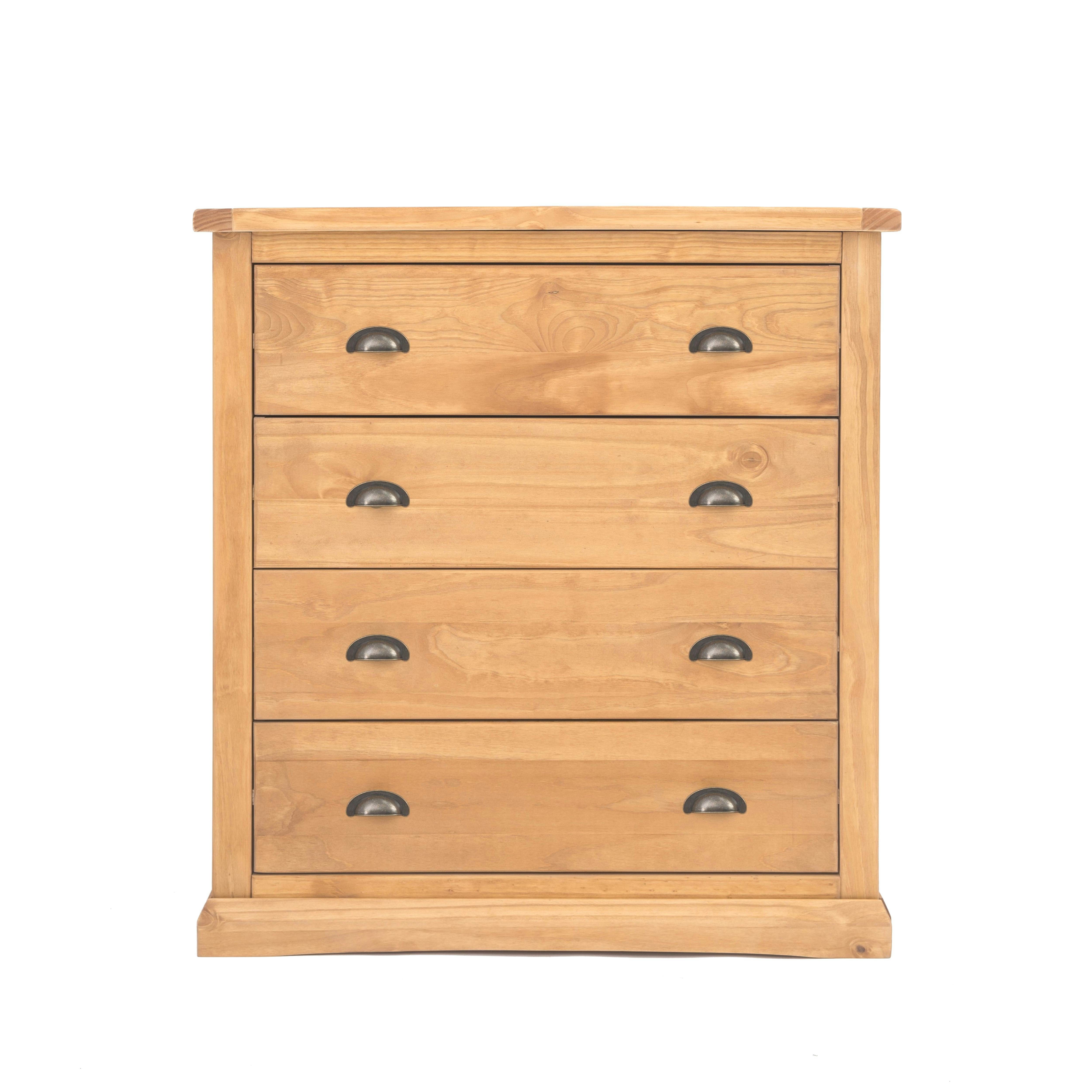 Rackhams Light/Brown Lucca 4 Drawer Chest Of Drawers Brass Cup Handle