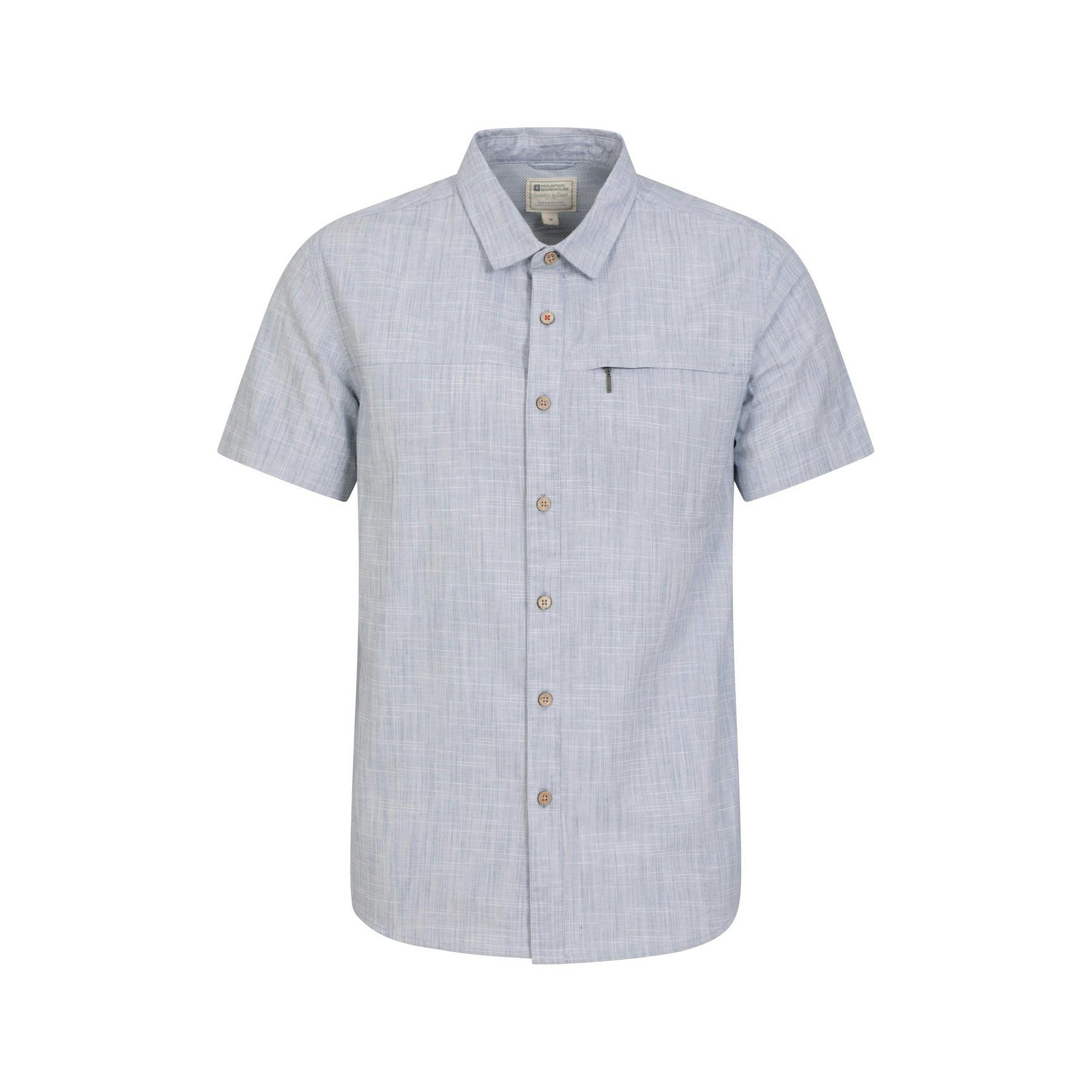Mountain Warehouse Men's Coconut Slub Short-Sleeved Shirt - Denim - 4XL - Denim - 100% Cotton