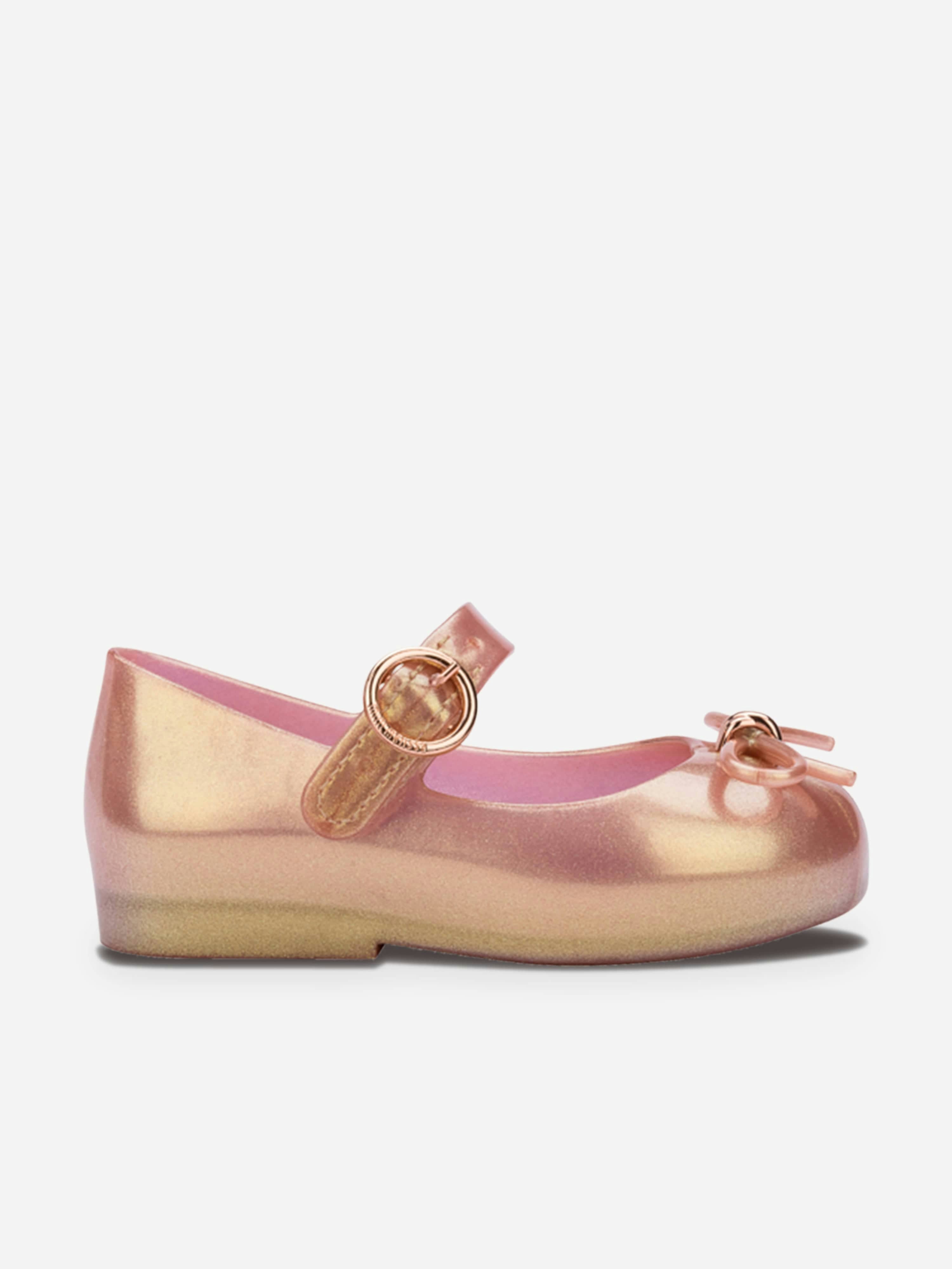 Mini Melissa Girls Gold Sweet Love Ballerinas In - Eu 27 Uk 9