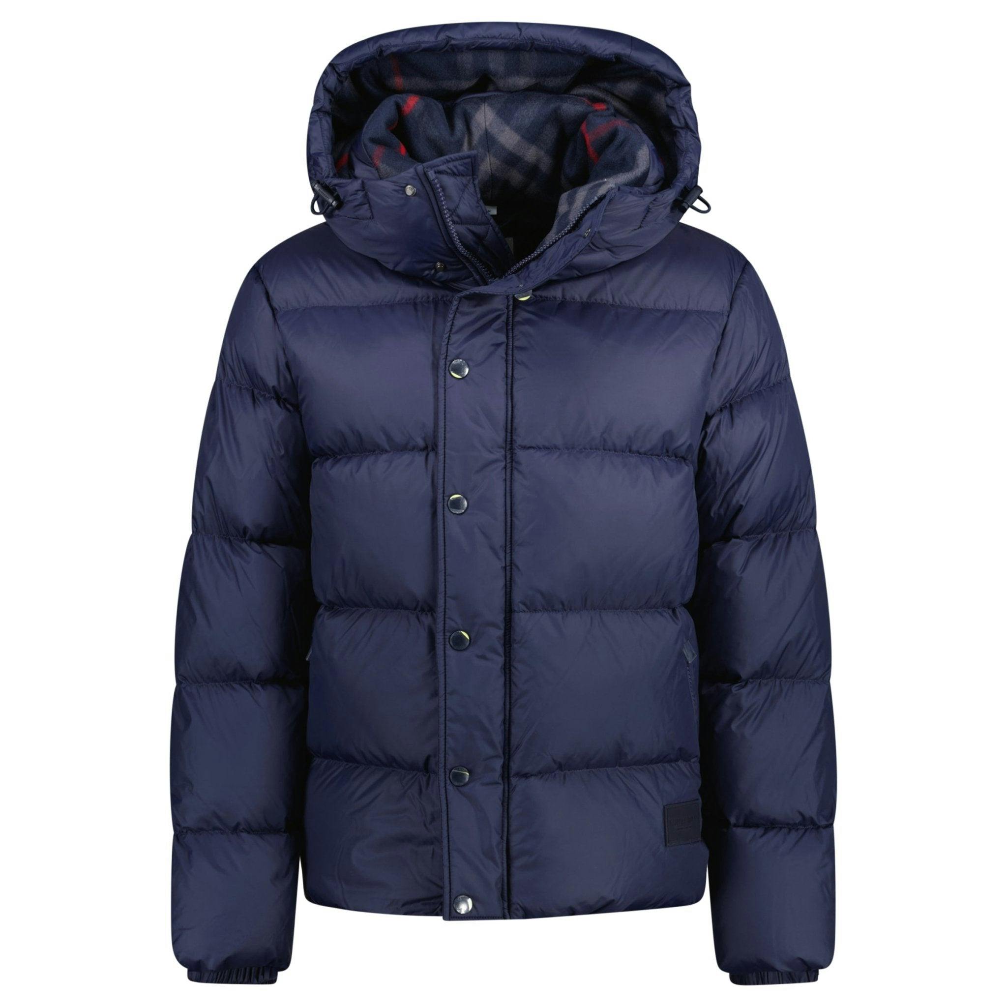 Burberry Purple 'Halsby' Hooded Check Down Jacket Navy - L