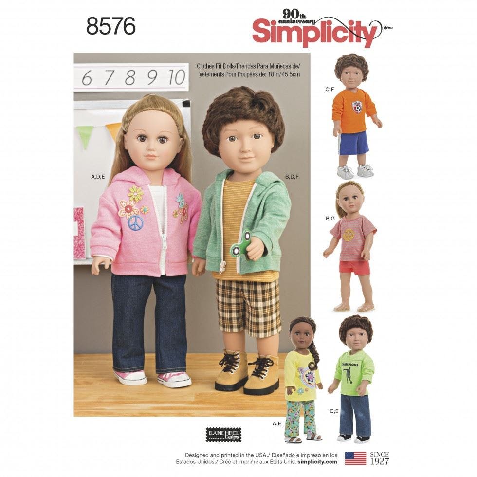 Simplicity Sewing Pattern 8576, Doll Clothes One Size - Intermediate - One Size