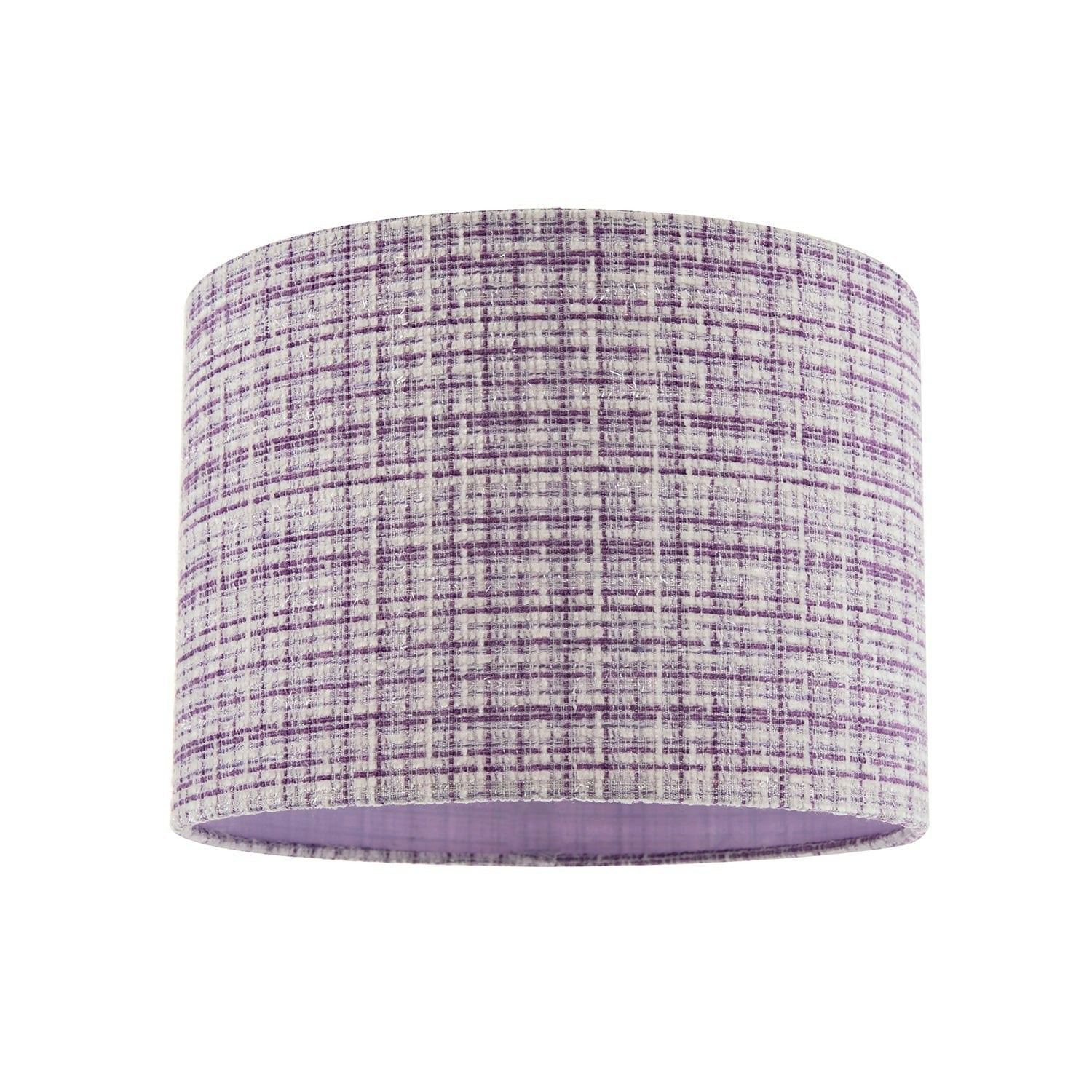 Happy Homewares Lilac/White Cross Hatch Design Textured Linen Fabric Lamp Shade In And