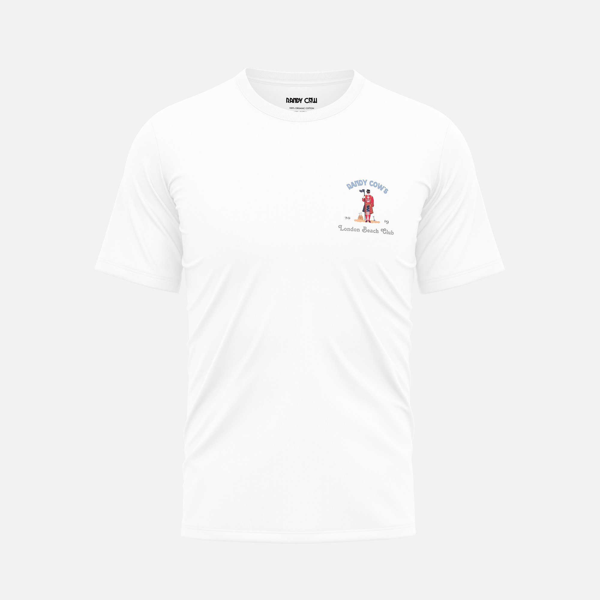 Randy Cow White London Beach Club Beefeater Club Logo - Organic Cotton T-Shirt - 3