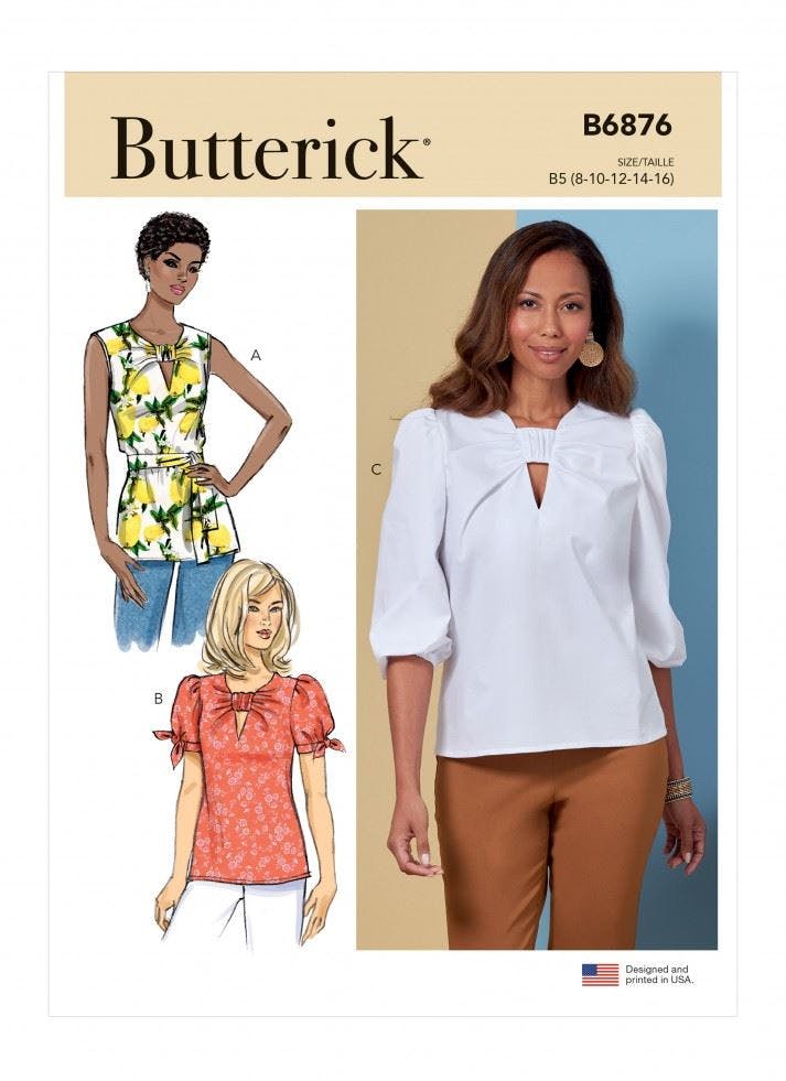 Butterick Women's Sewing Pattern 6876, Tops, Tunics For Y5 (18-20-22-24-26) - Intermediate - Y5 (18-20-22-24-26)