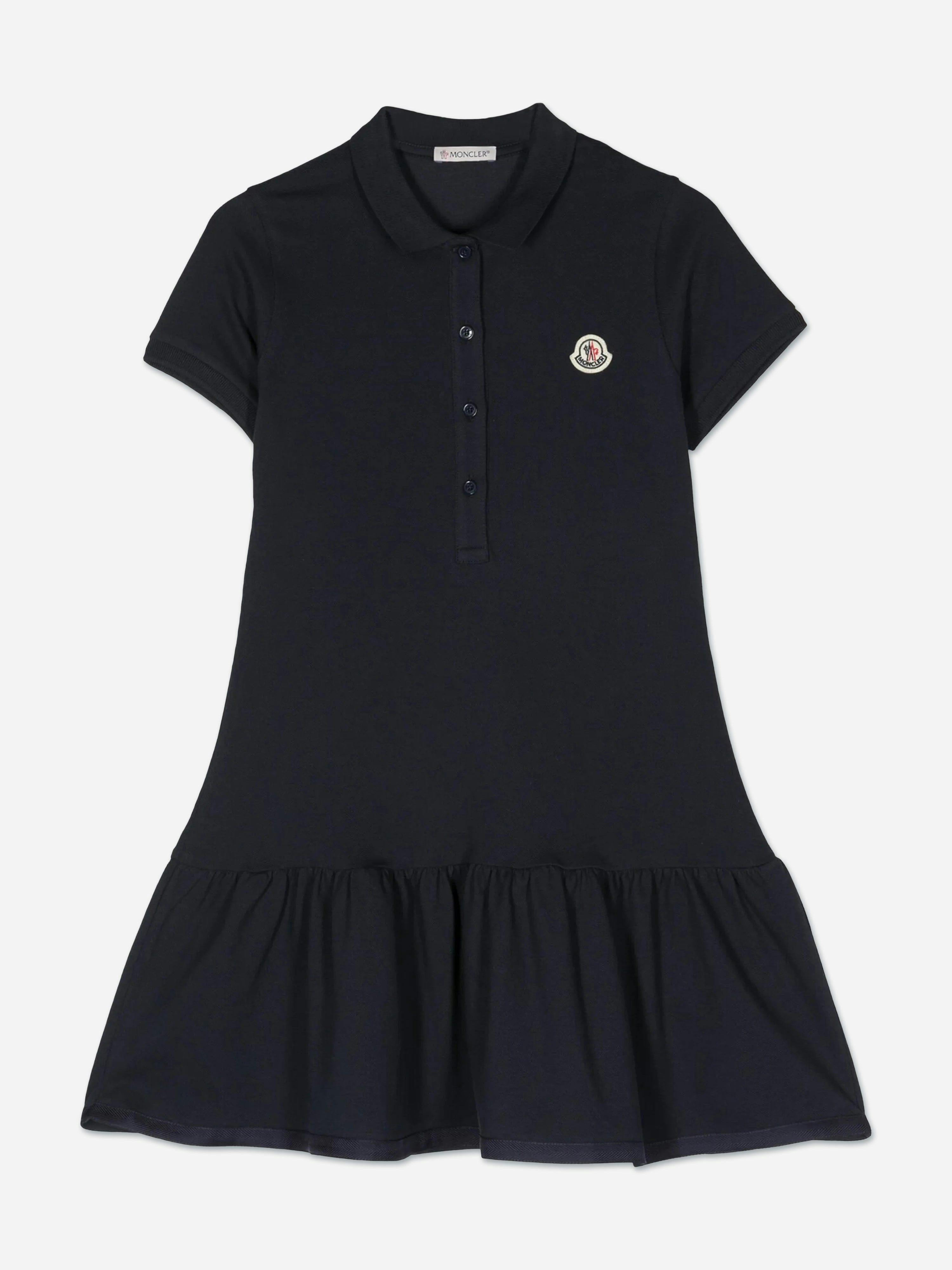 Moncler Enfant Girls Logo Polo Dress In Navy - Navy - 12 Yrs