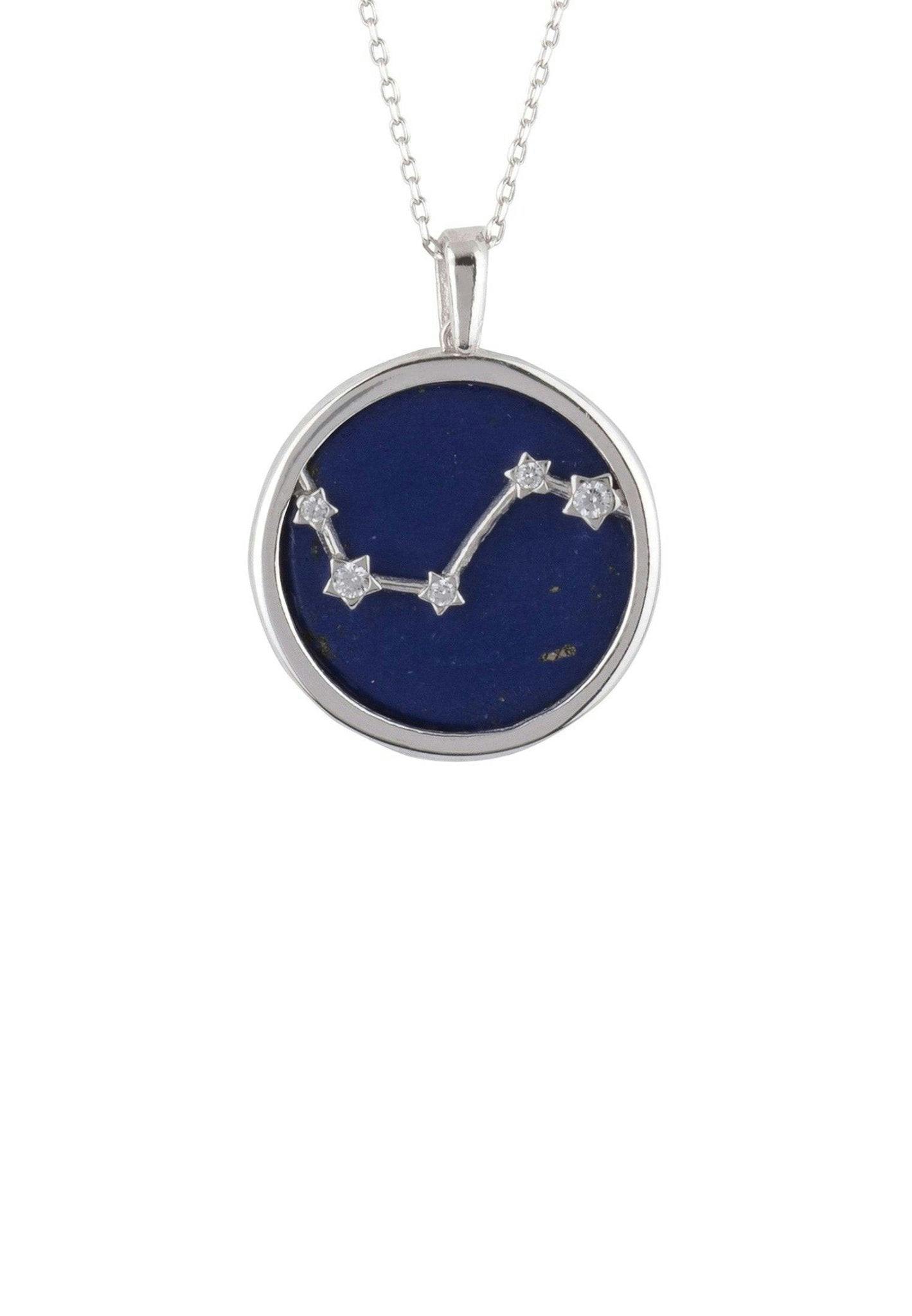 Latelita Silver Zodiac Lapis Lazuli Gemstone Star Constellation Pendant Necklace Aries
