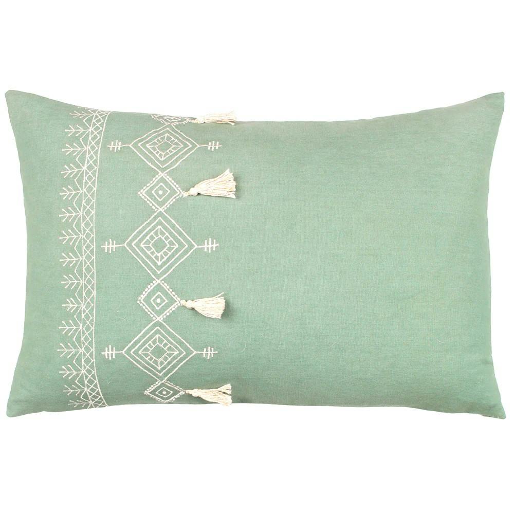 Furn Pritta Tassel Cushion Cover - Eucalyptus - 40Cm X 60Cm - Eucalyptus - 100% Cotton