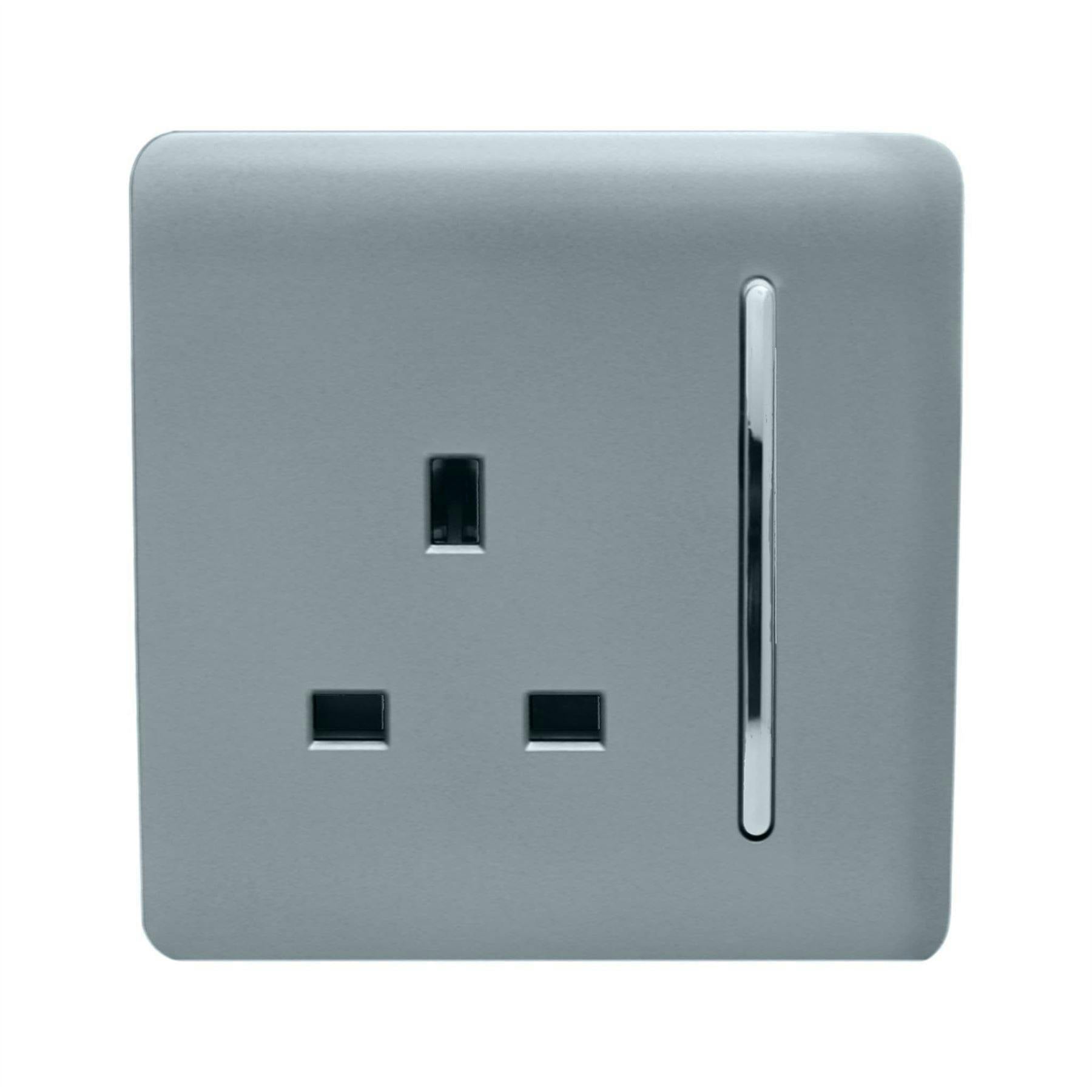 Trendi 1 Gang Artistic Modern Glossy 13 Amp Switched Tactile Plug Socket Cool Grey - Image 6
