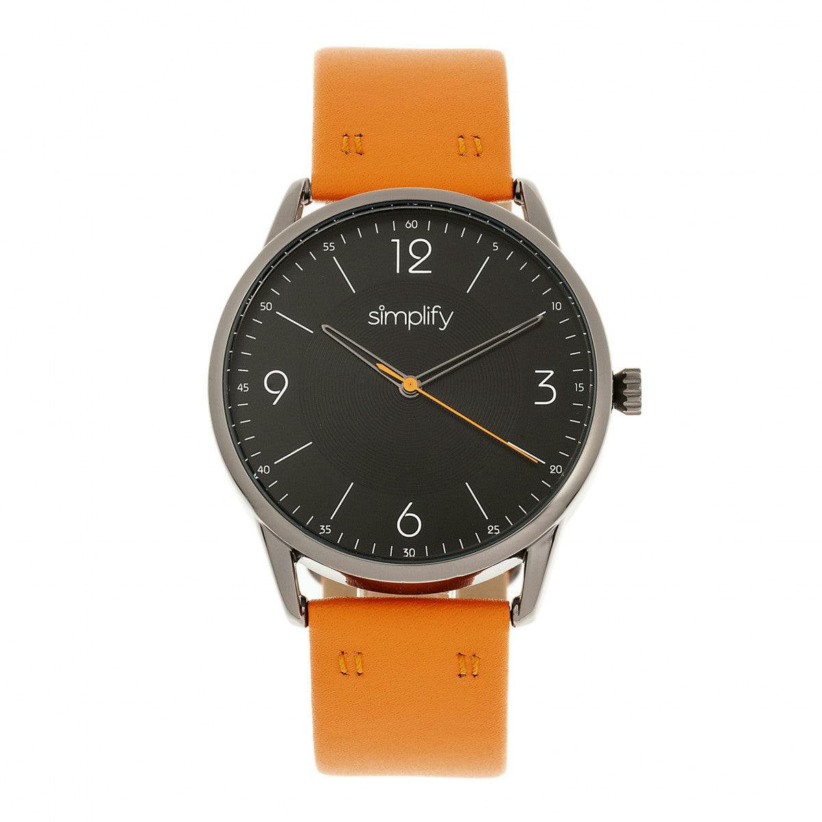 Simplify Orange/Black The 6300 Leather-Band Watch
