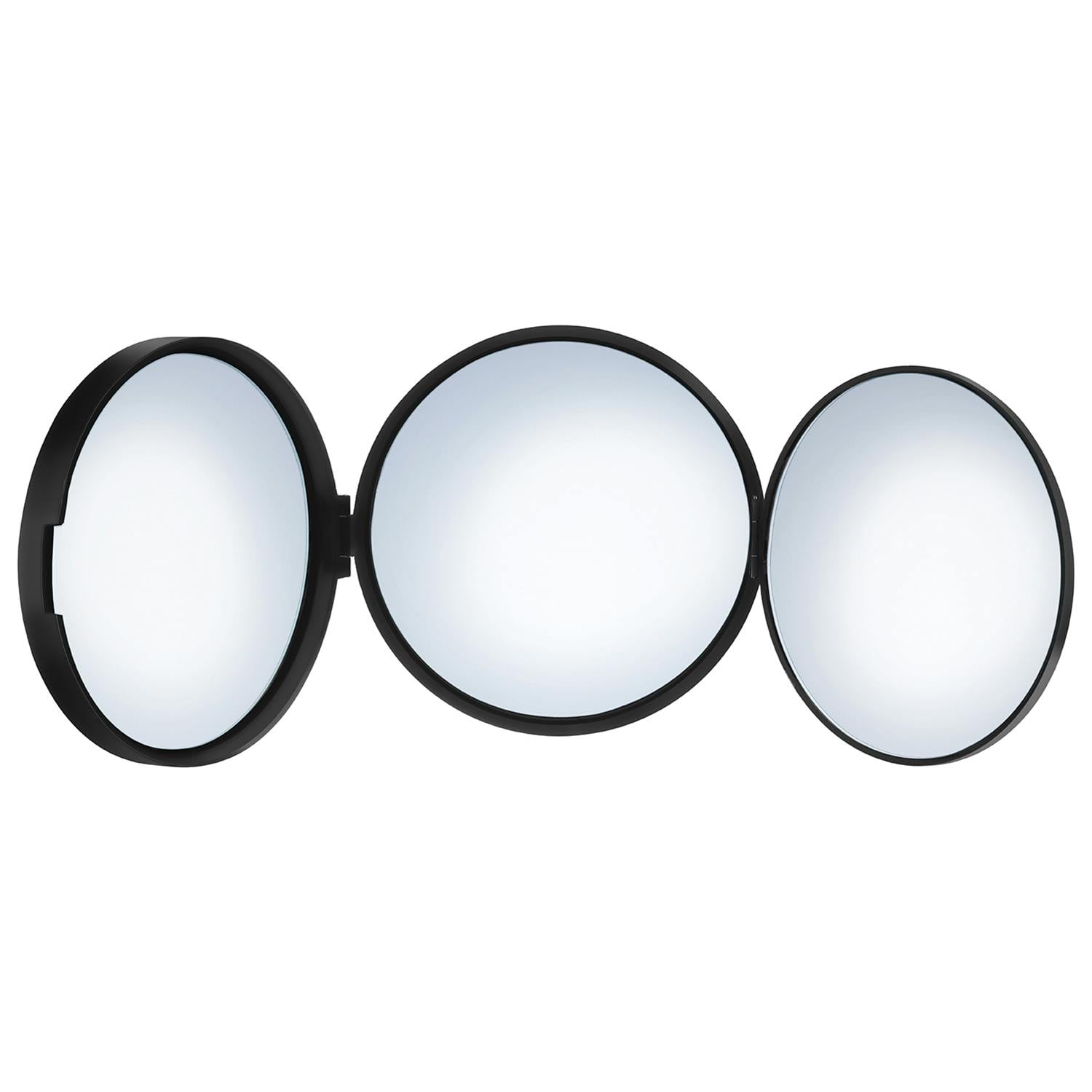 Smedbo Black Matt Triple Sided Foldable Portable Travel Mirror (100Mm) With 1X 5X 12X Magnification For Makeup Shaving Or Grooming