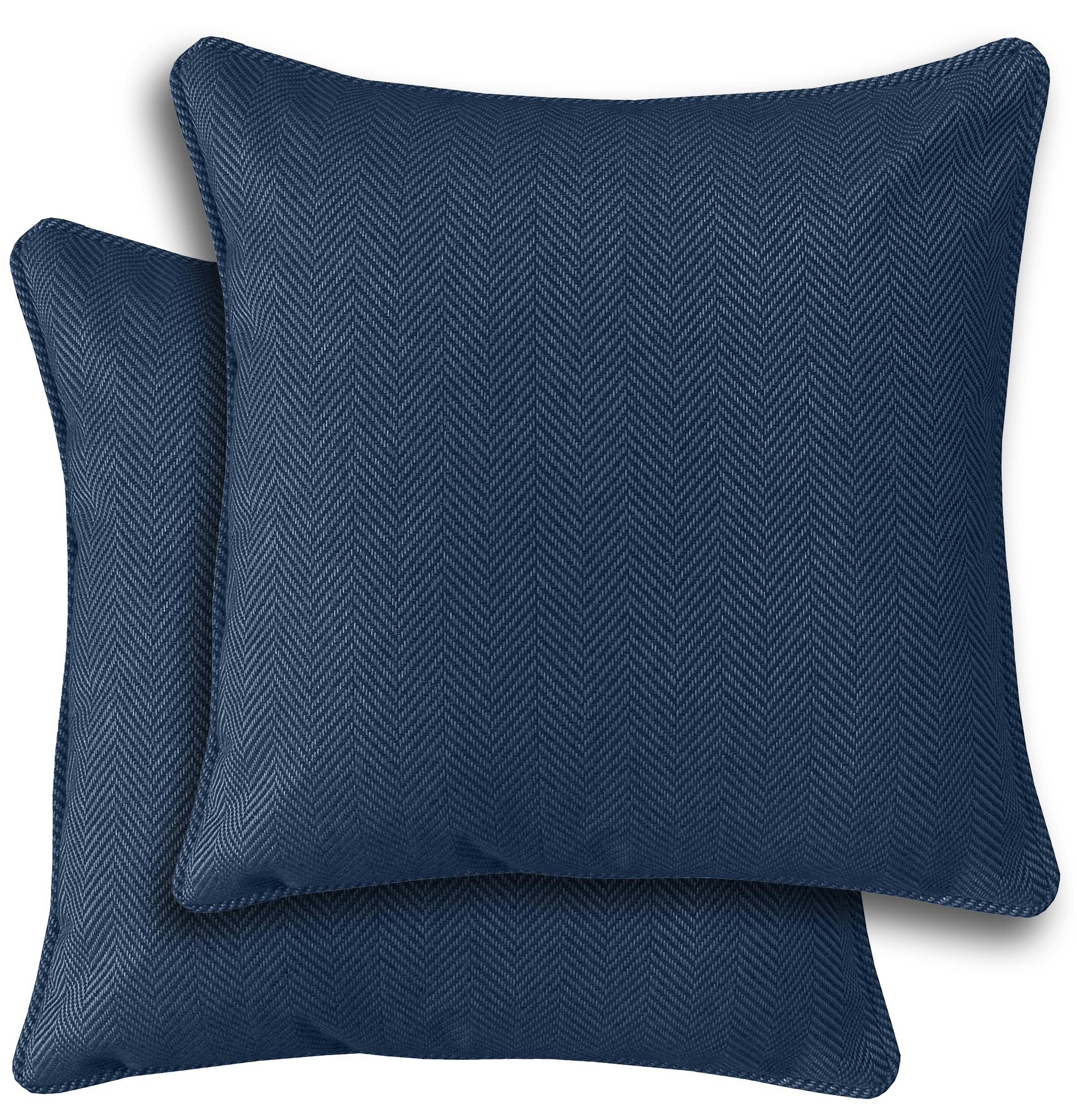 Enhanced Living Grey Pair Of Chester Double Sided Zip Opening Cushion Covers - Cases Only - Navy