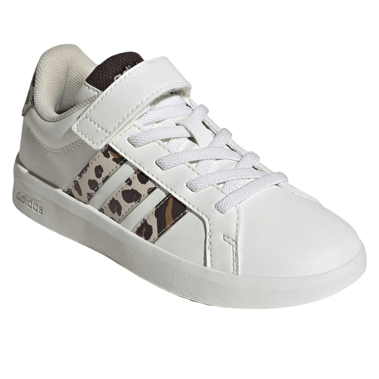 Adidas Girls White Grand Court 2.0 Flat Trainers - /Animalier - 2 Uk - /Animalier - 100% Mixed