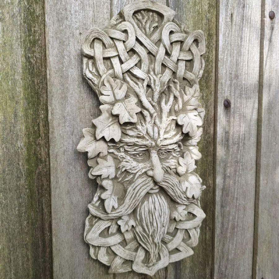 Rackhams Stone Cast Large Leaf Greenman Wall Plaque