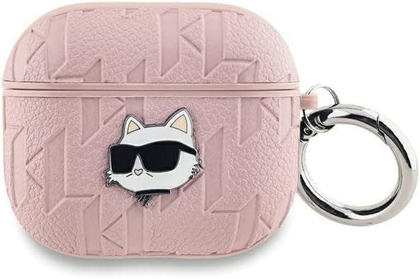 Karl Lagerfeld Pink Monogram Choupette Head Case For Airpods 3 - Kla3pgchpp