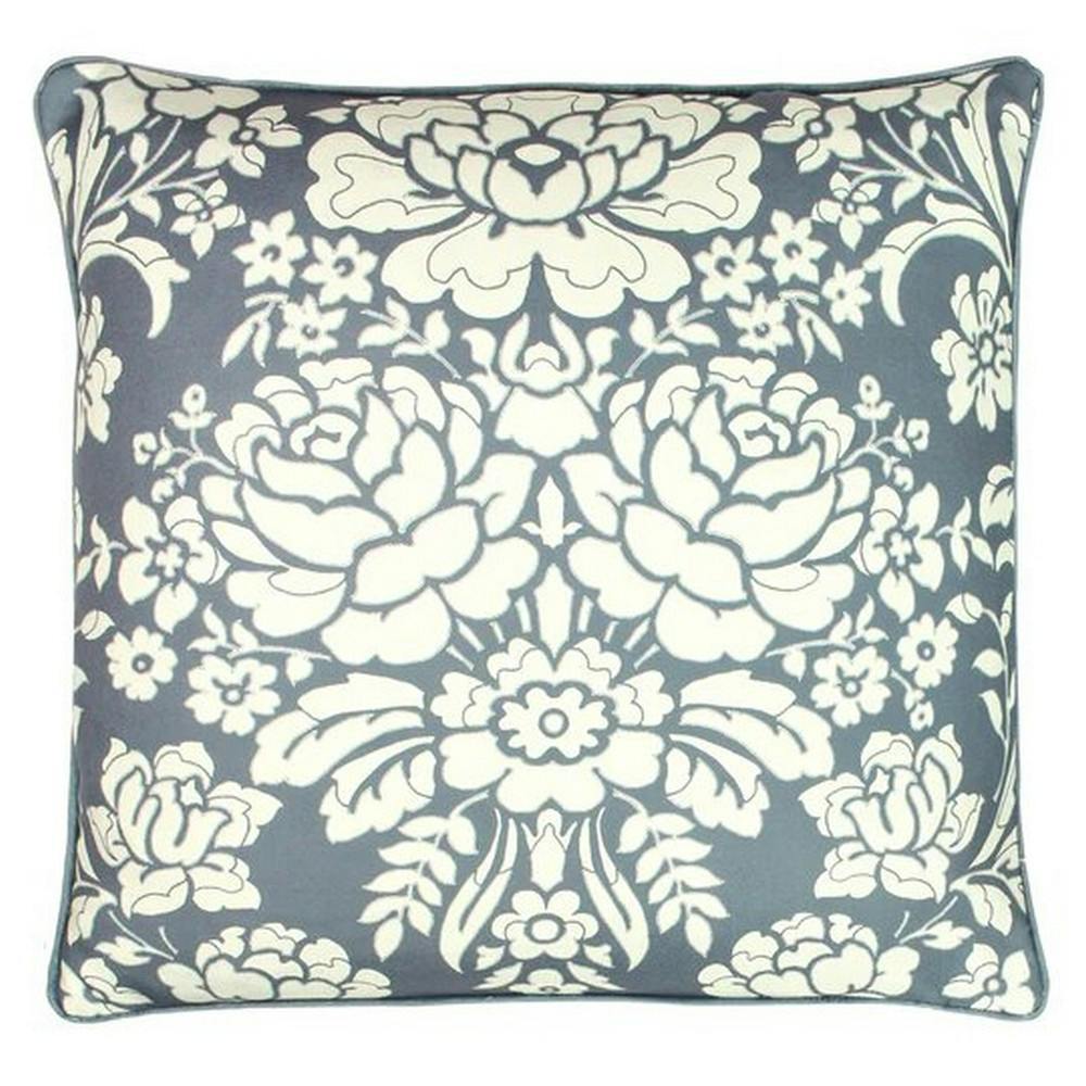 Rackhams Blue Melrose Floral Cushion Cover - Slate - One Size - Slate - 100% Polyester