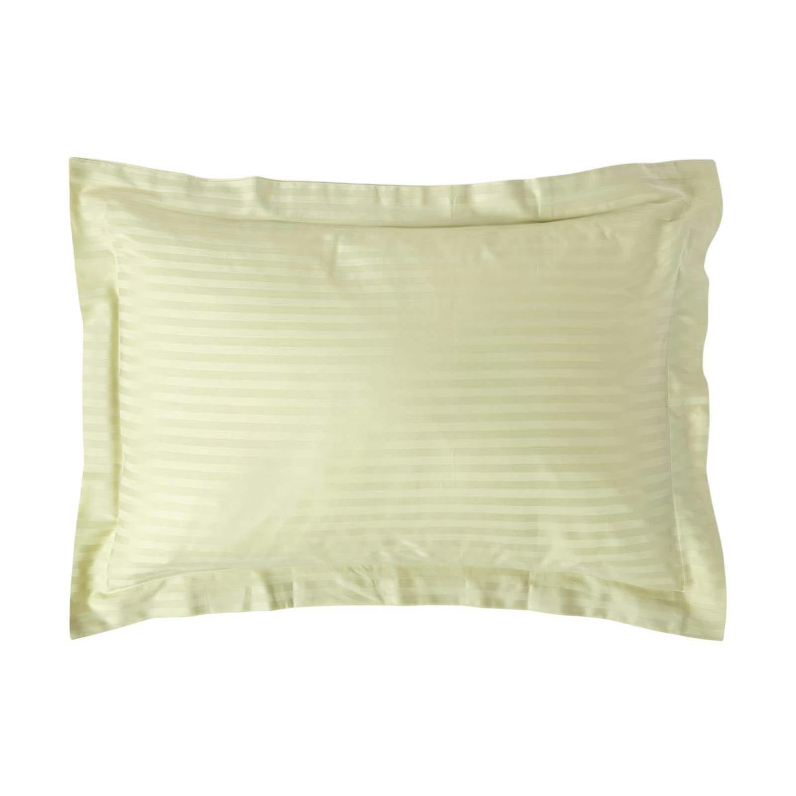 Homescapes Green Silky 330 Tc Egyptian Cotton Satin Stripe Oxford Pillowcase, Standard Size - Sage