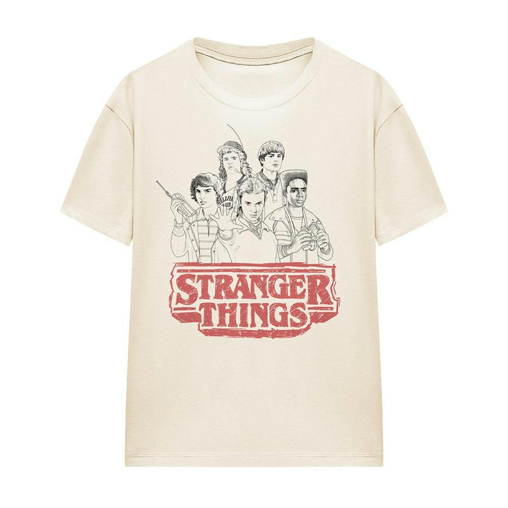 Stranger Things Women's Group Sketch Logo T-Shirt - Natural - S - Natural