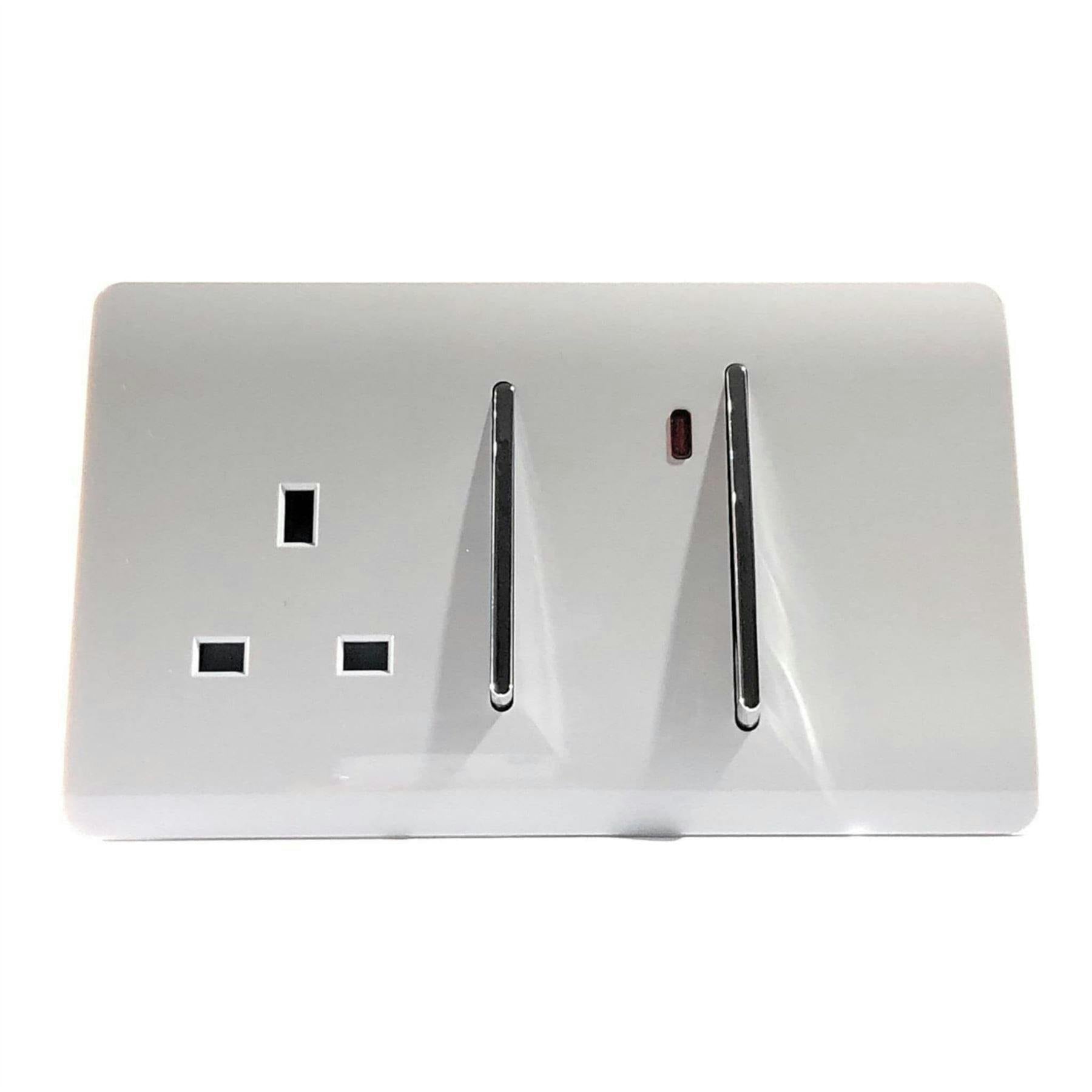 Trendi Switch 45Amp And 13Amp Ice White Cooker Switch And Plug Socket With Neon - Image 9