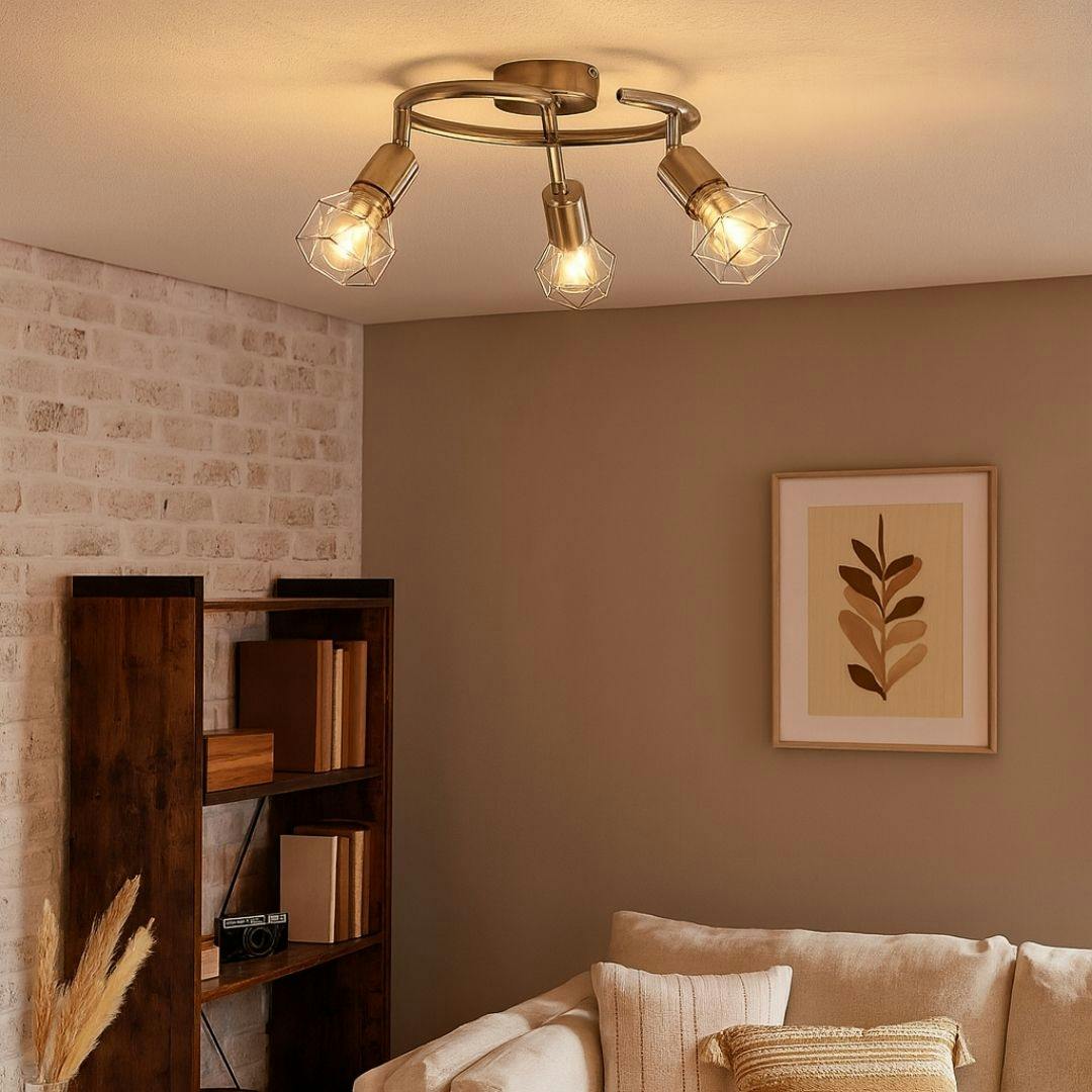 Rackhams Light Arrigo 3 Satin Nickel Flush Ceiling