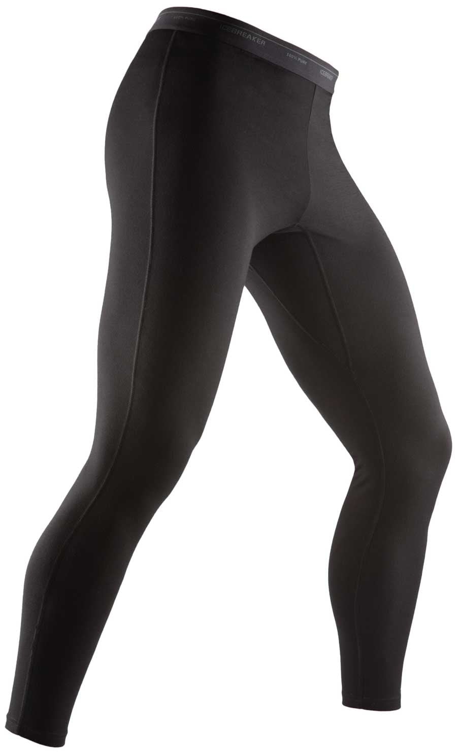 Icebreaker Men's Black Merino Wool 260 Tech Base Layer Leggings - {No Fly} - Large
