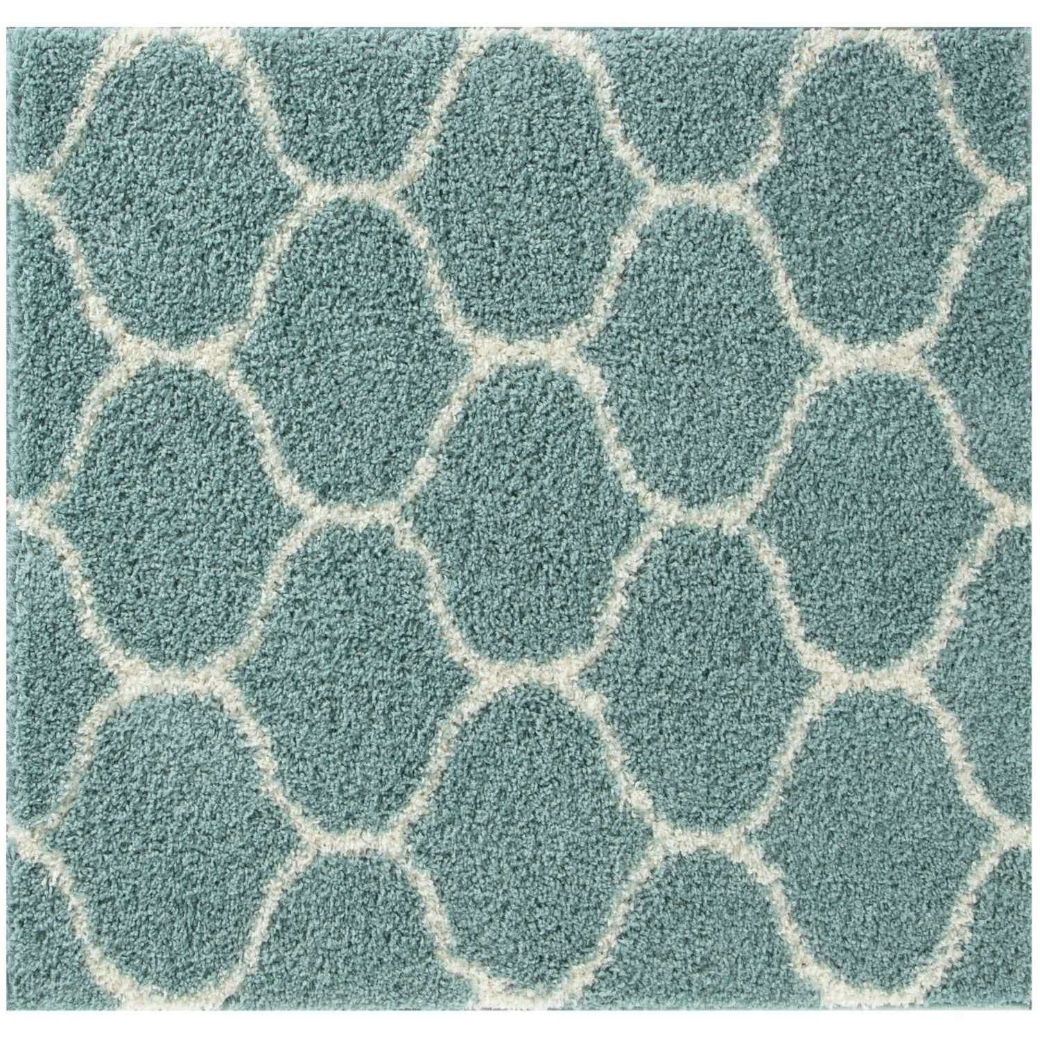 Photos - Area Rug Rackhams Moroccan Duck Egg Blue Shaggy Rug | 650 - 120X120 cm