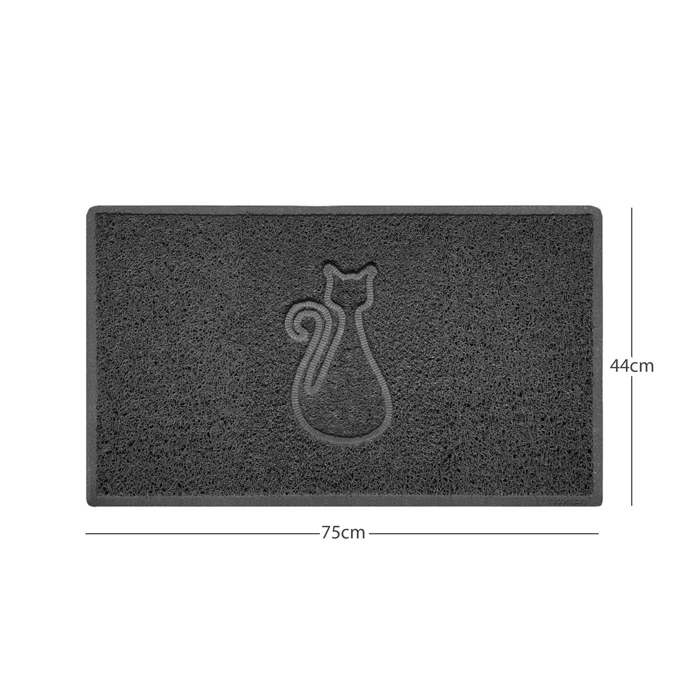 Nicoman Dark/Grey "Cat" Embossed Loofah Textured Spaghetti Door Mat - 75Cm X 44Cm - Yes (Suitable For Indoors)