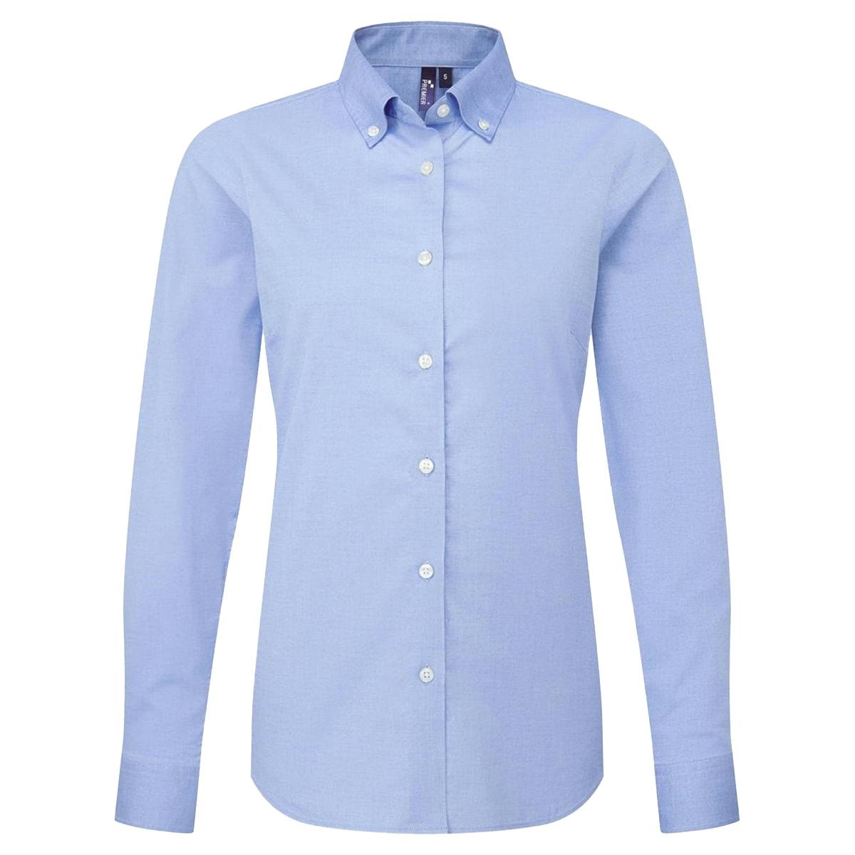 Premier Women's Duck Egg Blue Supreme Oxford Long-Sleeved Shirt In | Size: Large - Image 2
