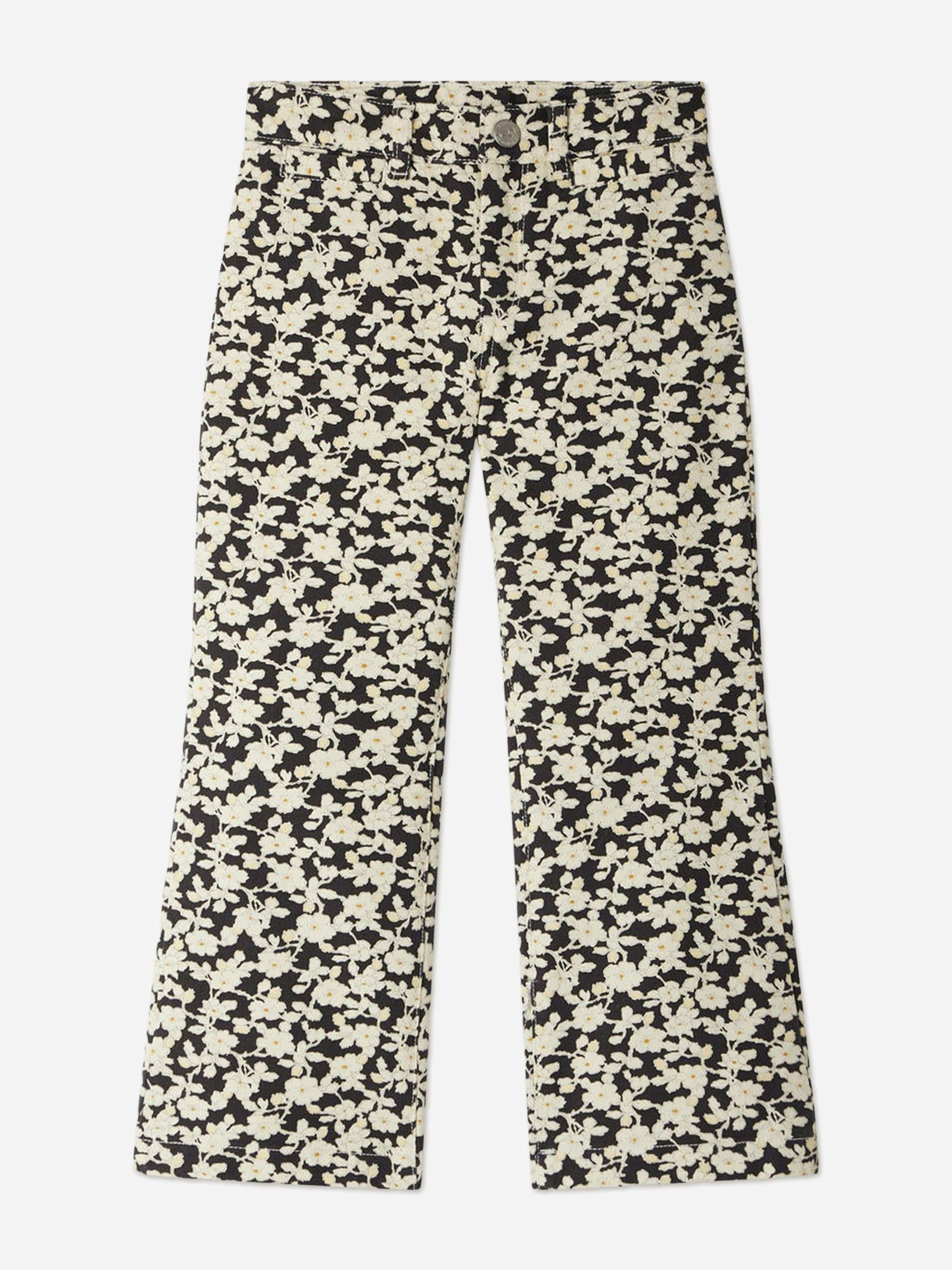 Bonpoint Girls Black Floral Gersande Trousers In - 4 Yrs