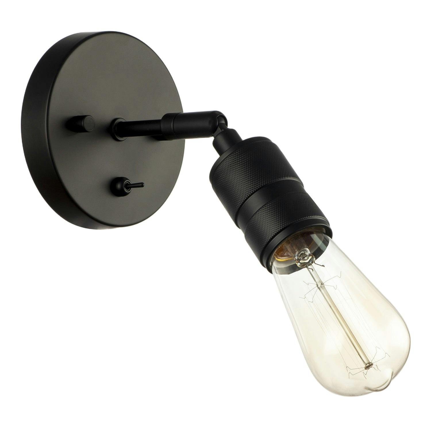 Happy Homewares Black/Light Matte Switched Wall With Adjustable Knurled Metal Head