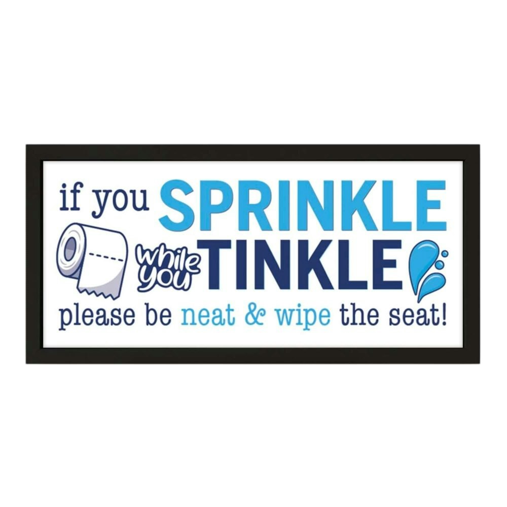 Echothree Black/White Bathroom Wall Art - Sprinkle Tinkle Framed Print