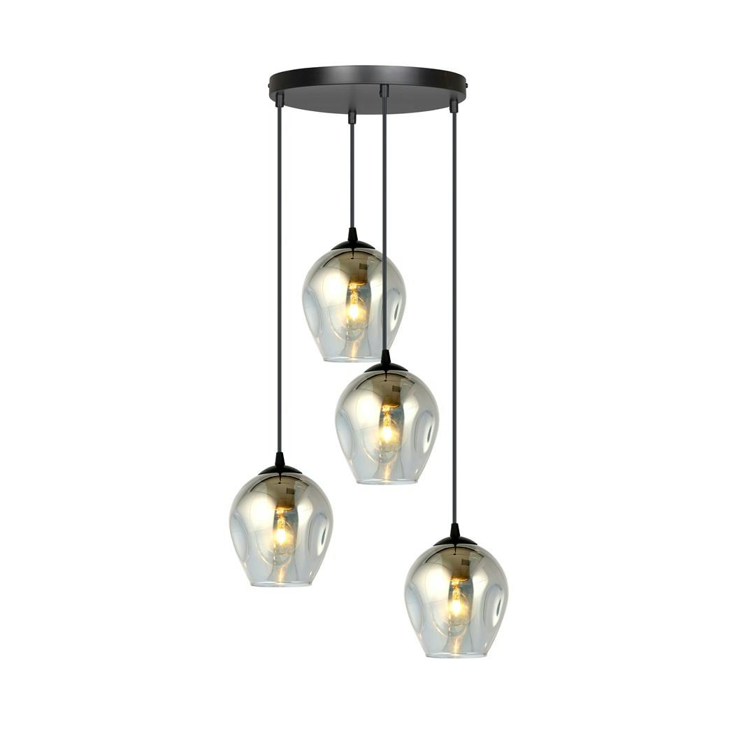 Rackhams Black Istar Pendant Lamp 4 X E27 With Graphite Shade