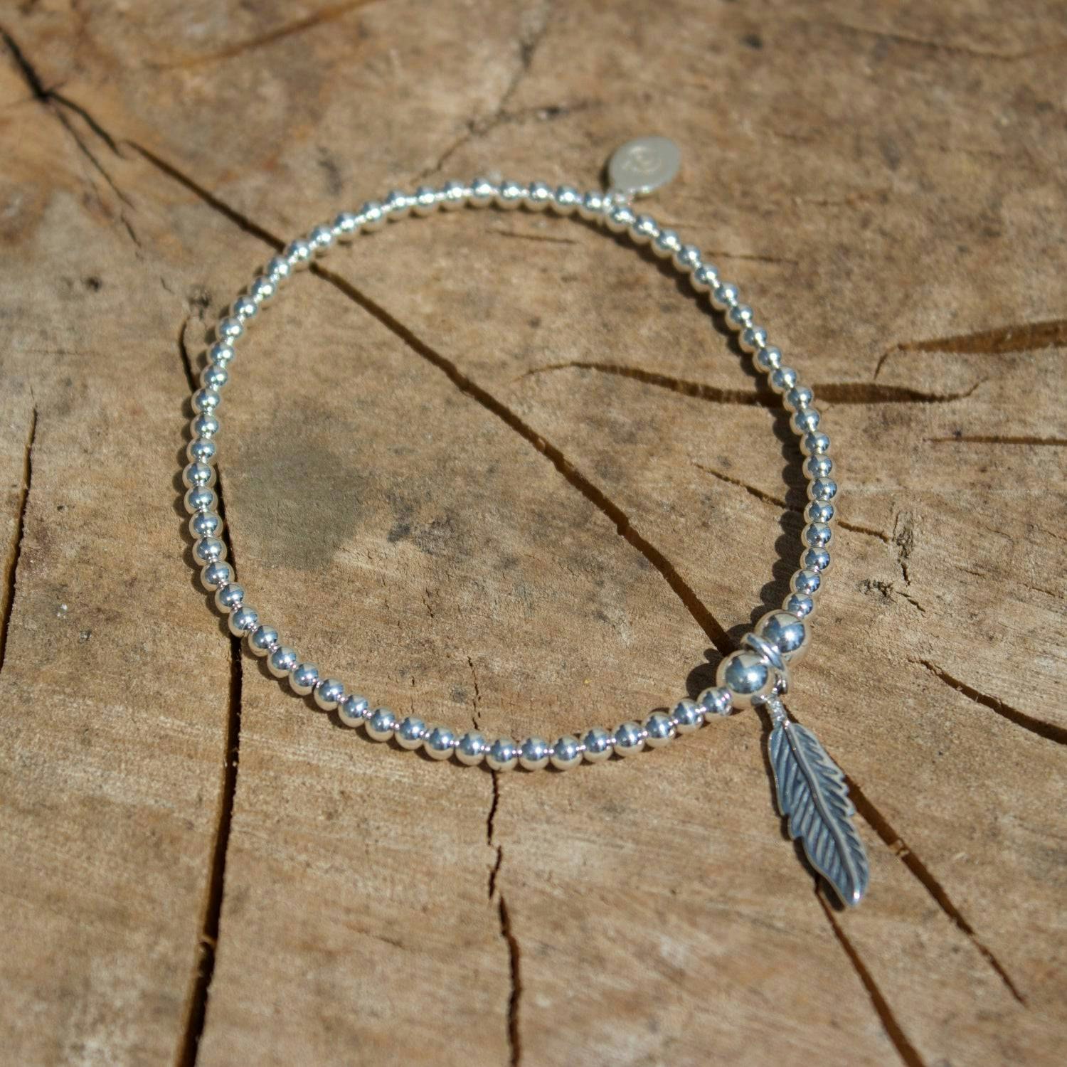 Mylee London Silver Feather On Ball Bead Bracelet - No - Child