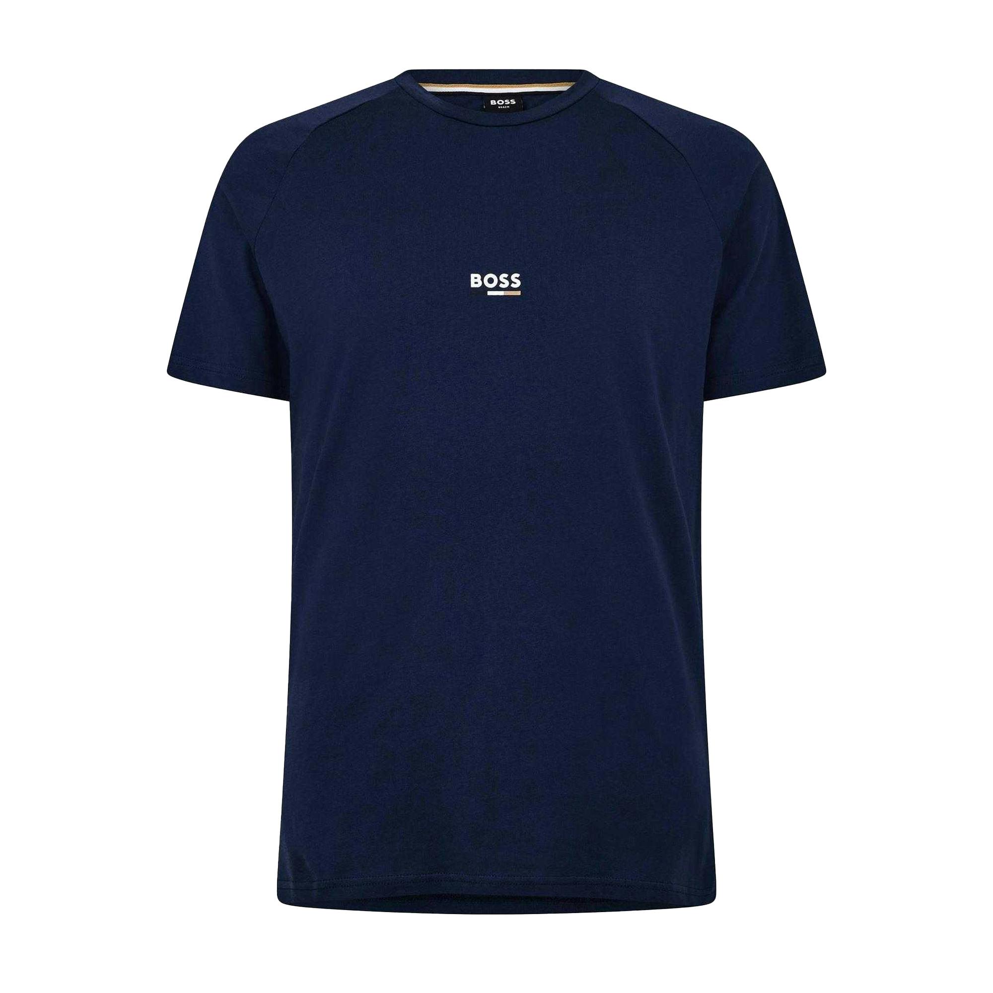 Boss Men's Logo Slim Raglan T-Shirt - Navy - L - Navy - 100% Cotton