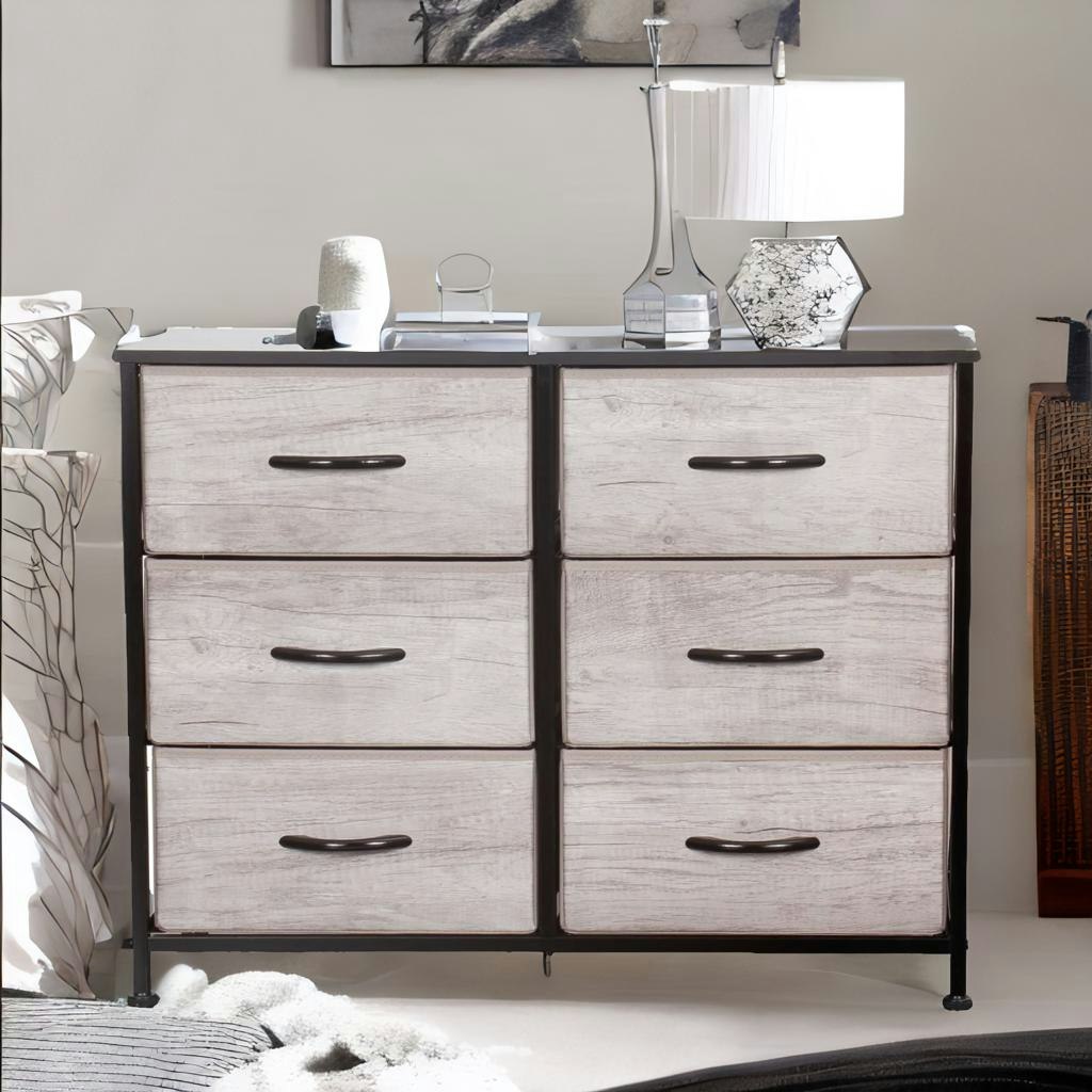 Rafaelo Mobilia Grey 6 Drawer Bedroom Chest Dresser