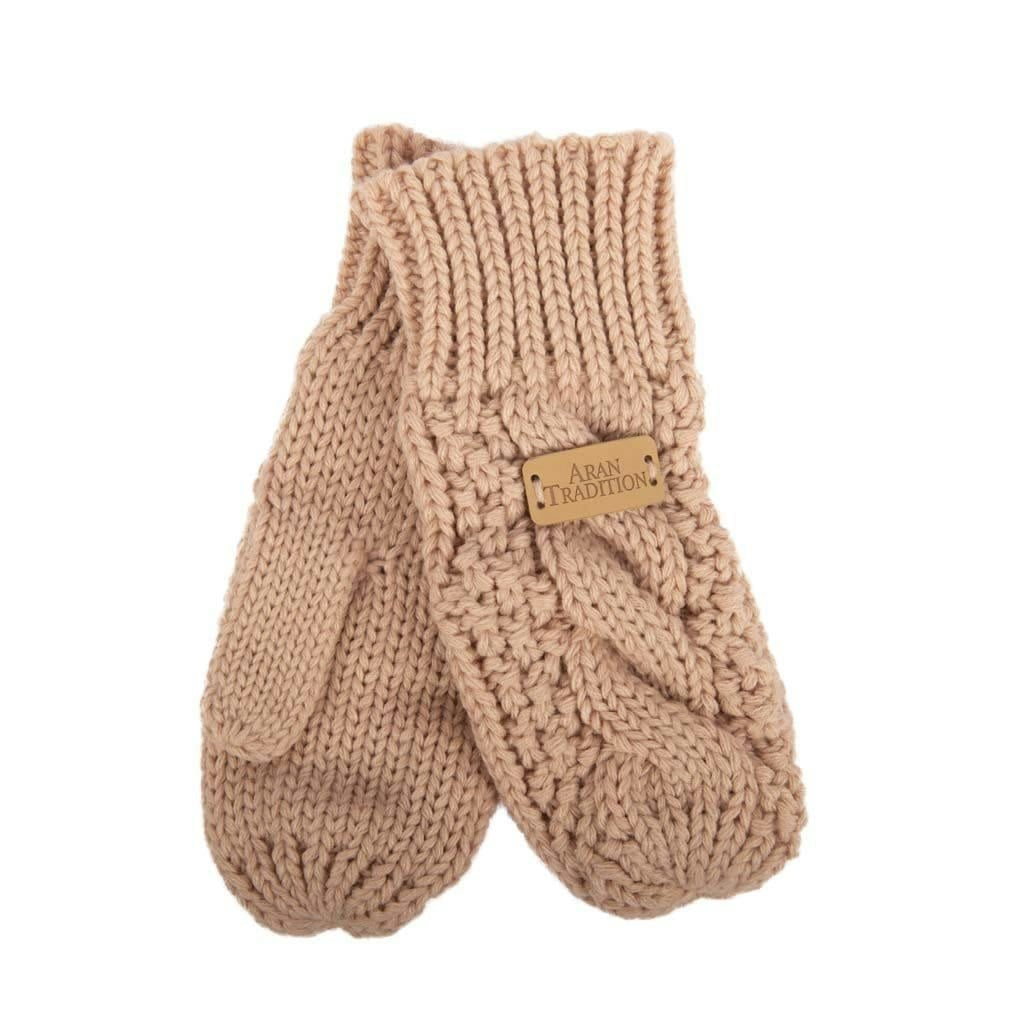 Aran Traditions Silver/Grey Aran Cable Knit Mittens - Blush